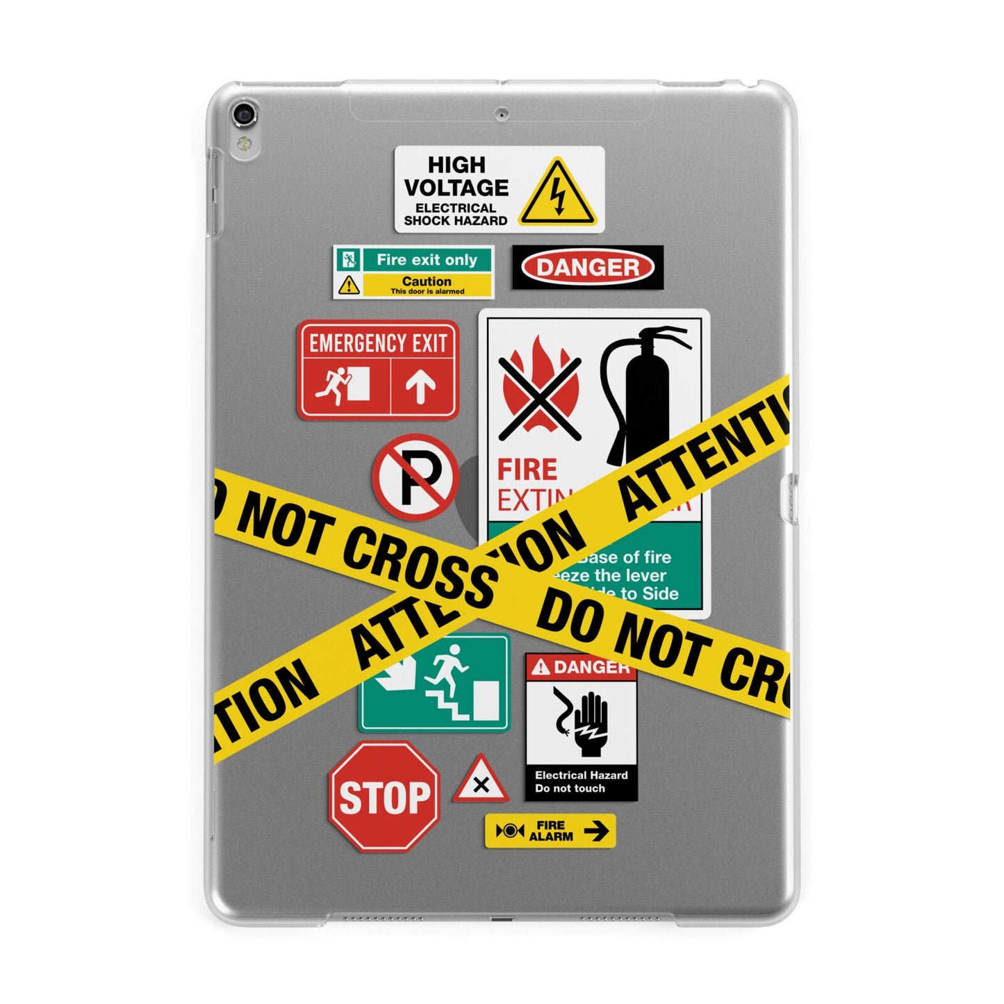 Warning Labels Apple iPad Silver Case