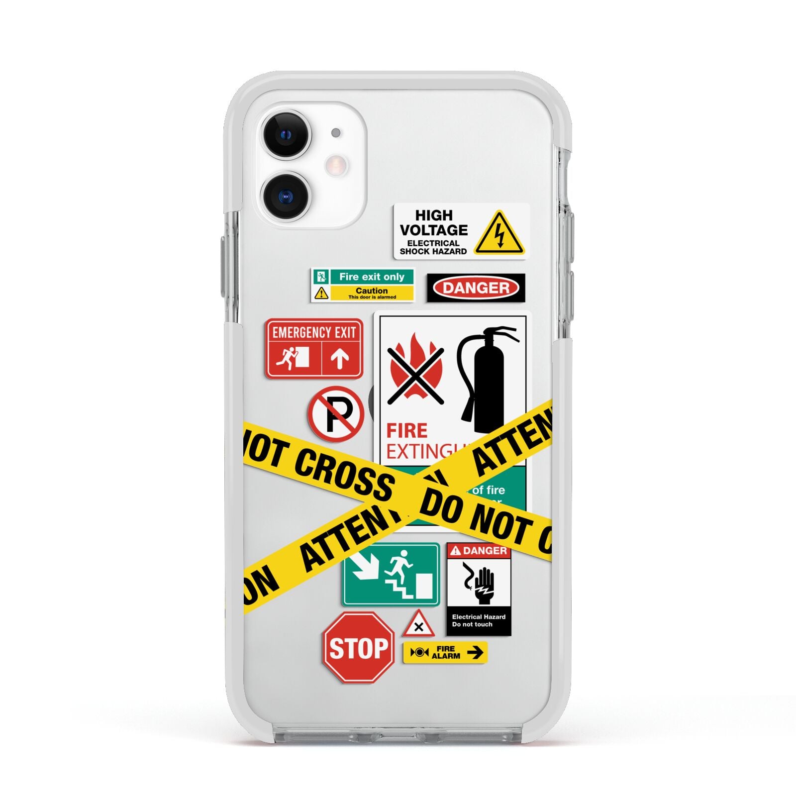 Warning Labels Apple iPhone 11 in White with White Impact Case