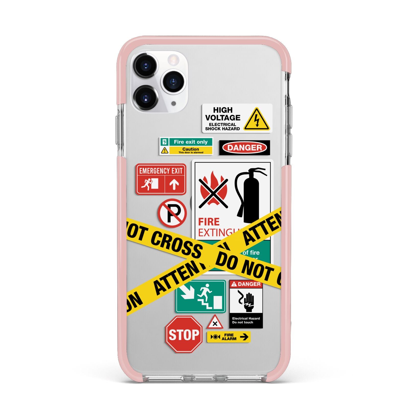 Warning Labels iPhone 11 Pro Max Impact Pink Edge Case