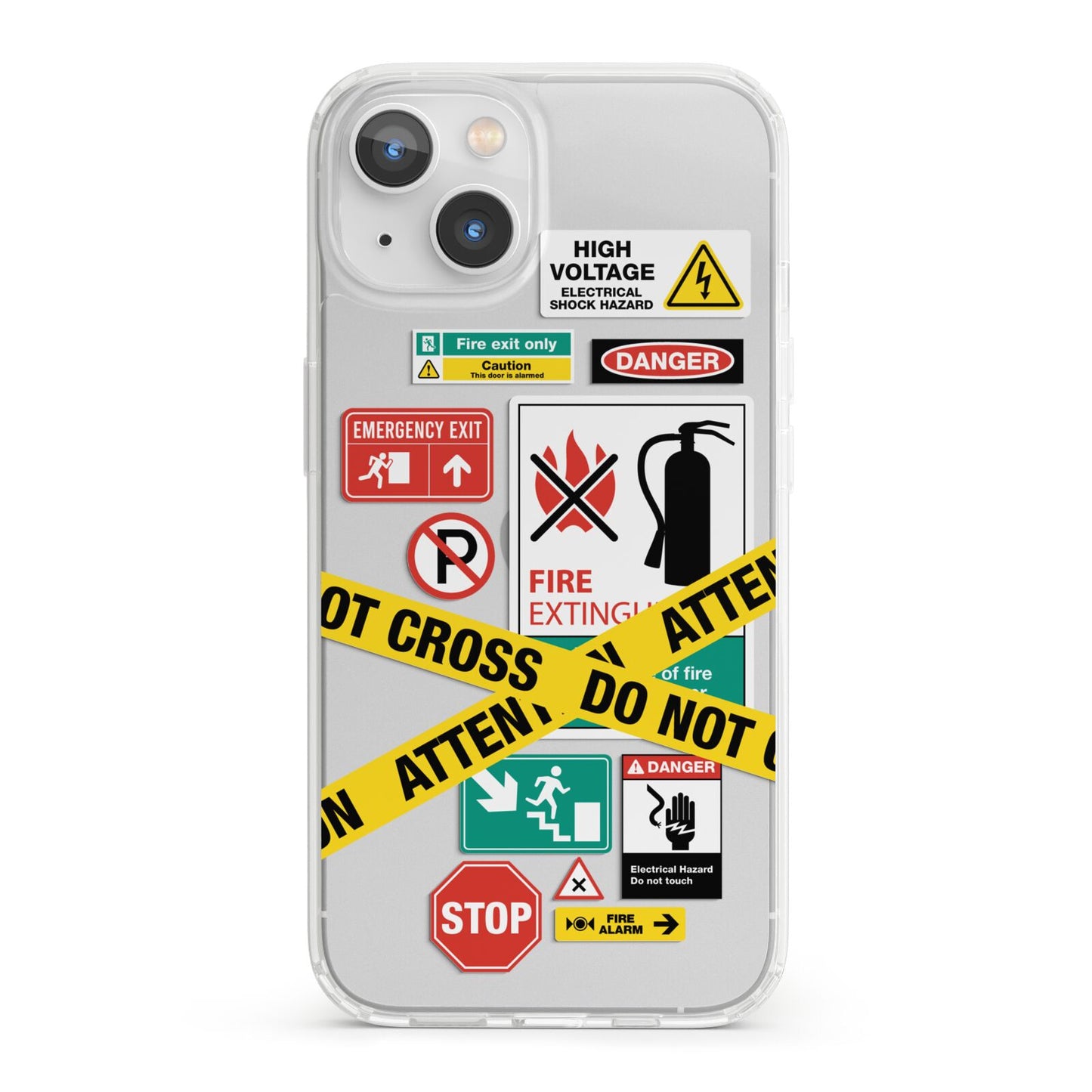 Warning Labels iPhone 13 Clear Bumper Case