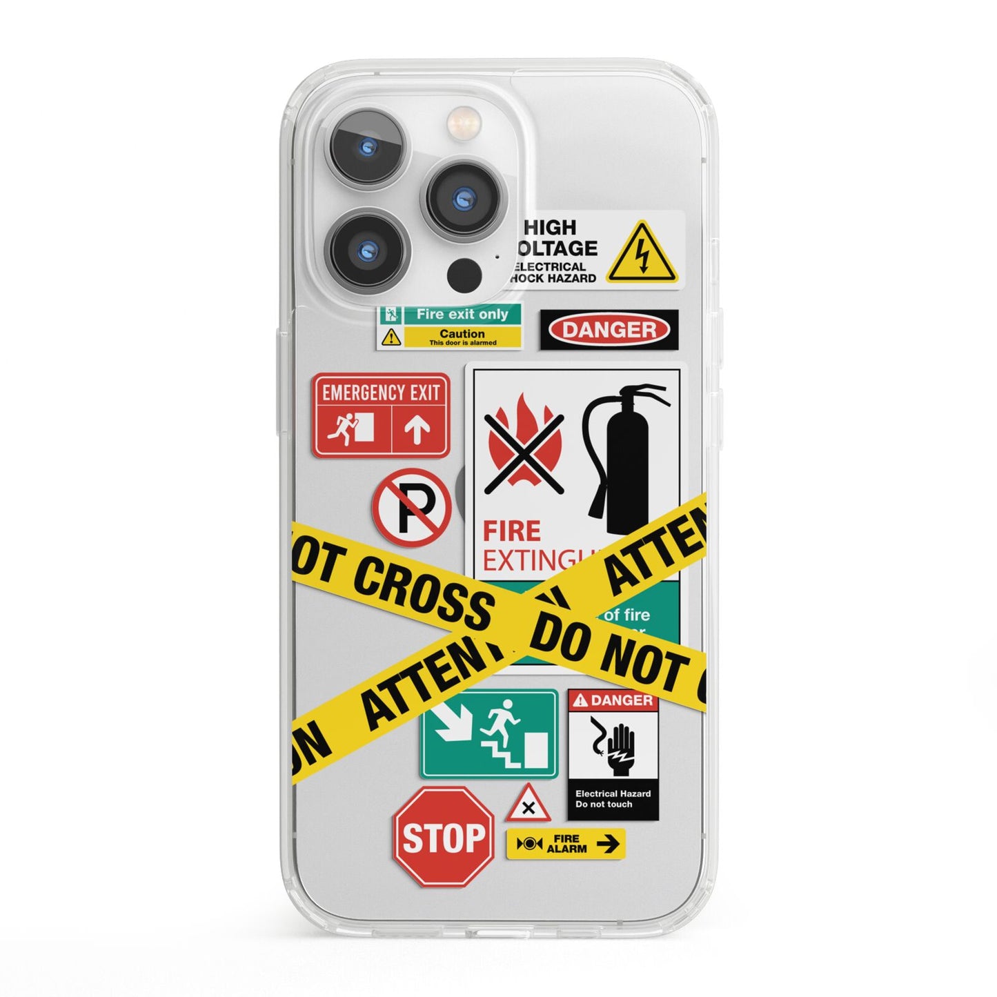 Warning Labels iPhone 13 Pro Clear Bumper Case