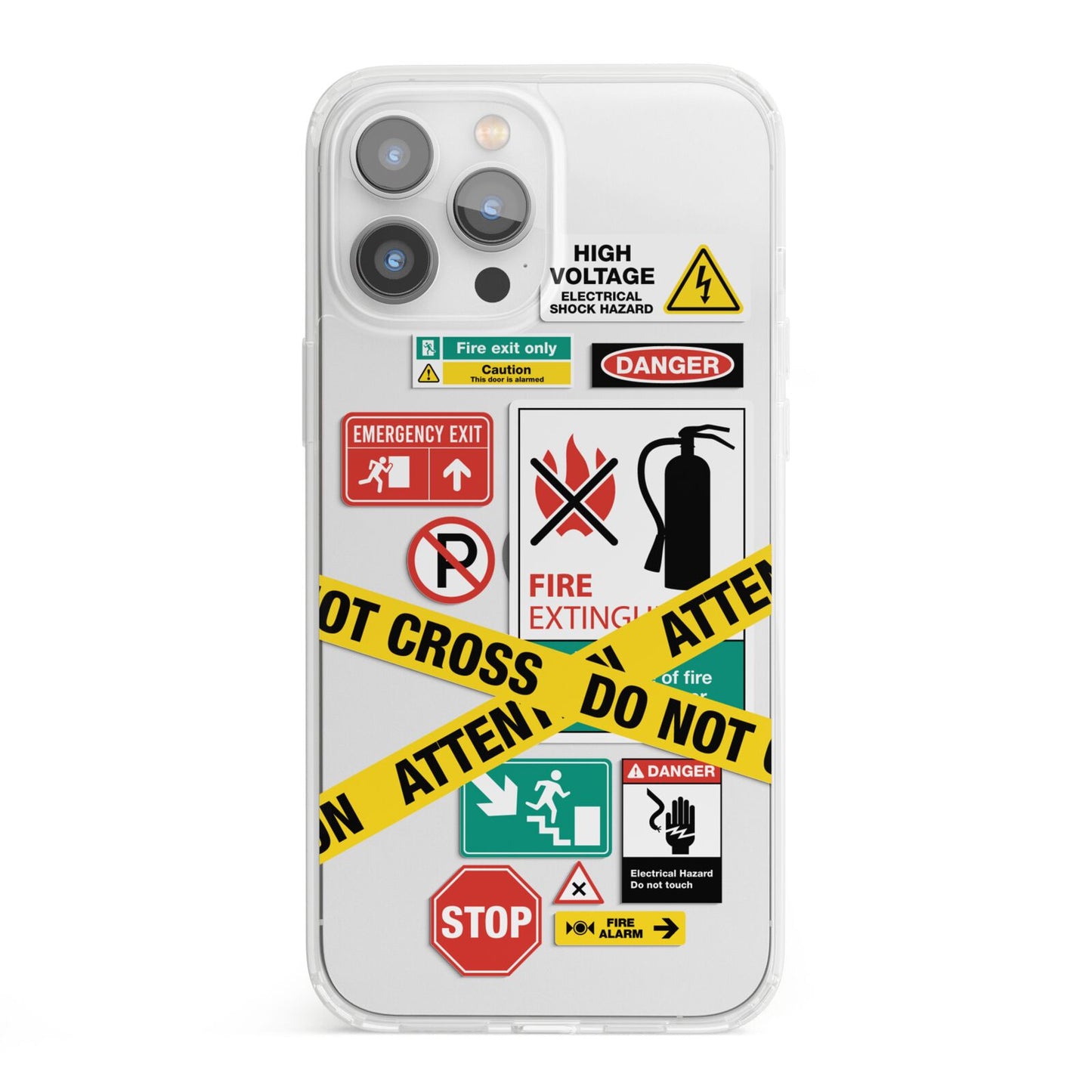 Warning Labels iPhone 13 Pro Max Clear Bumper Case