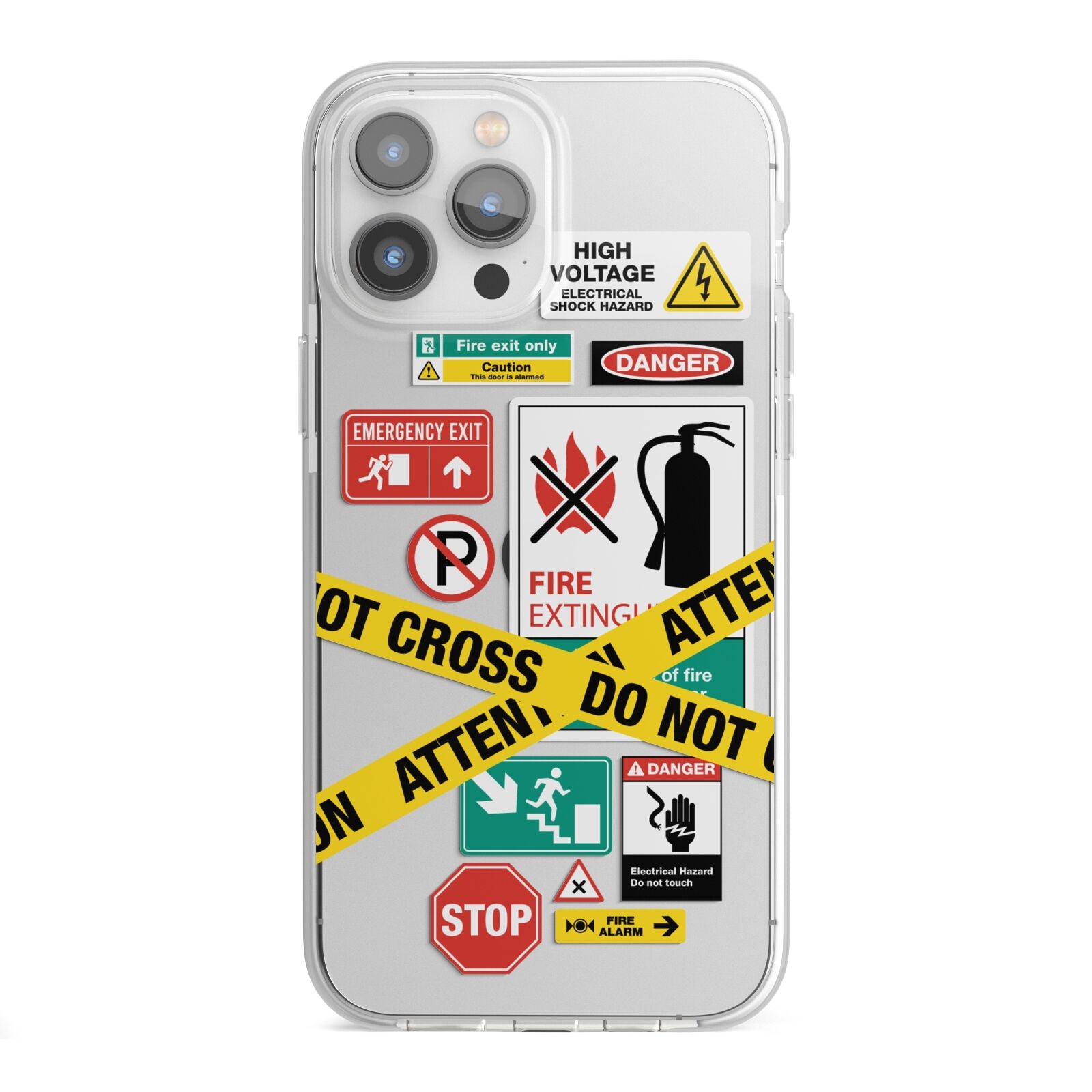 Warning Labels iPhone 13 Pro Max TPU Impact Case with White Edges