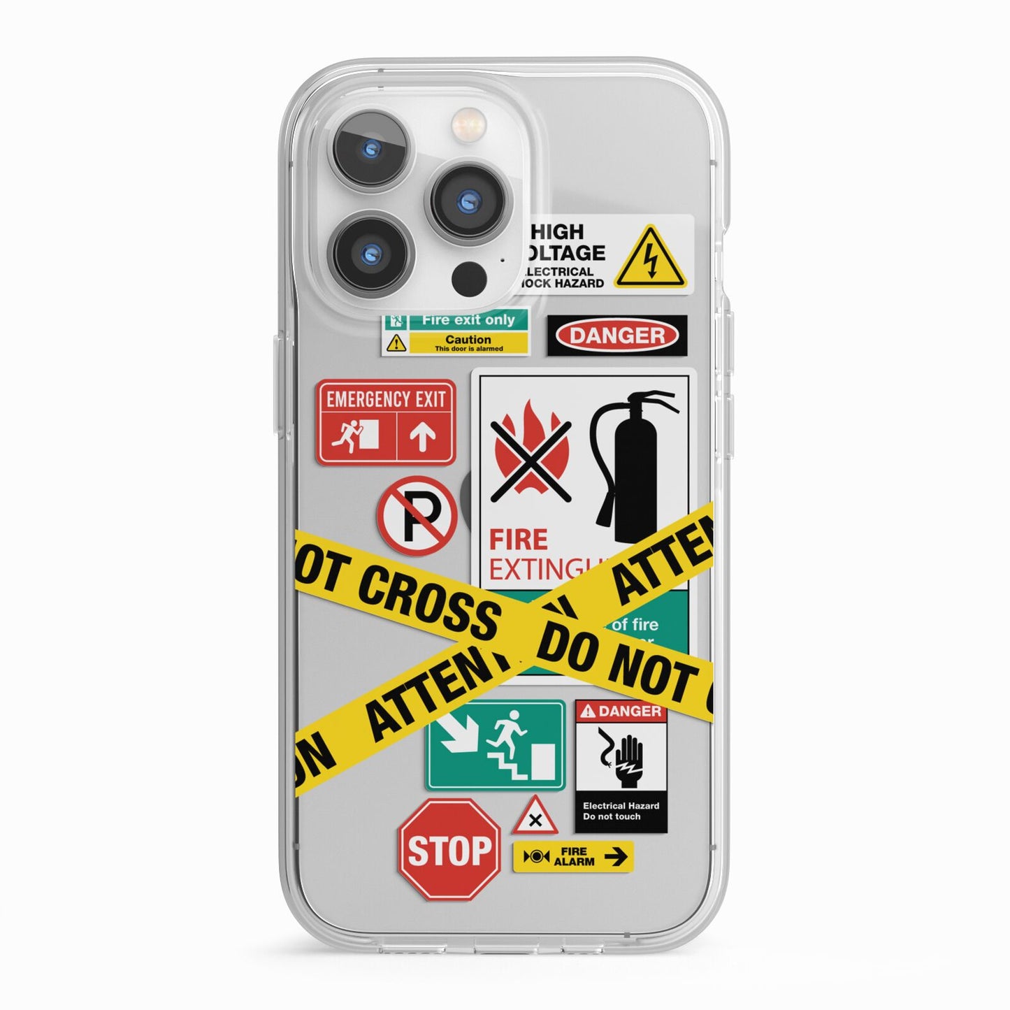 Warning Labels iPhone 13 Pro TPU Impact Case with White Edges