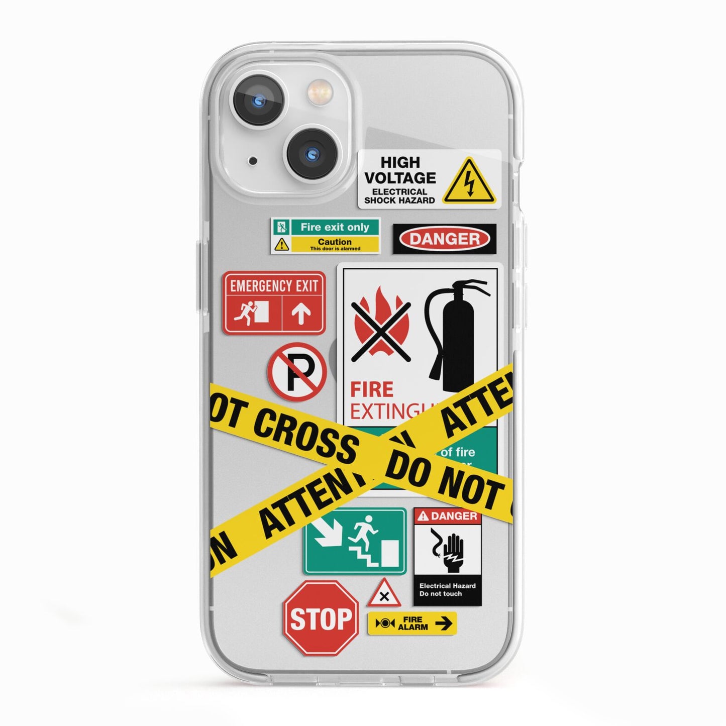 Warning Labels iPhone 13 TPU Impact Case with White Edges