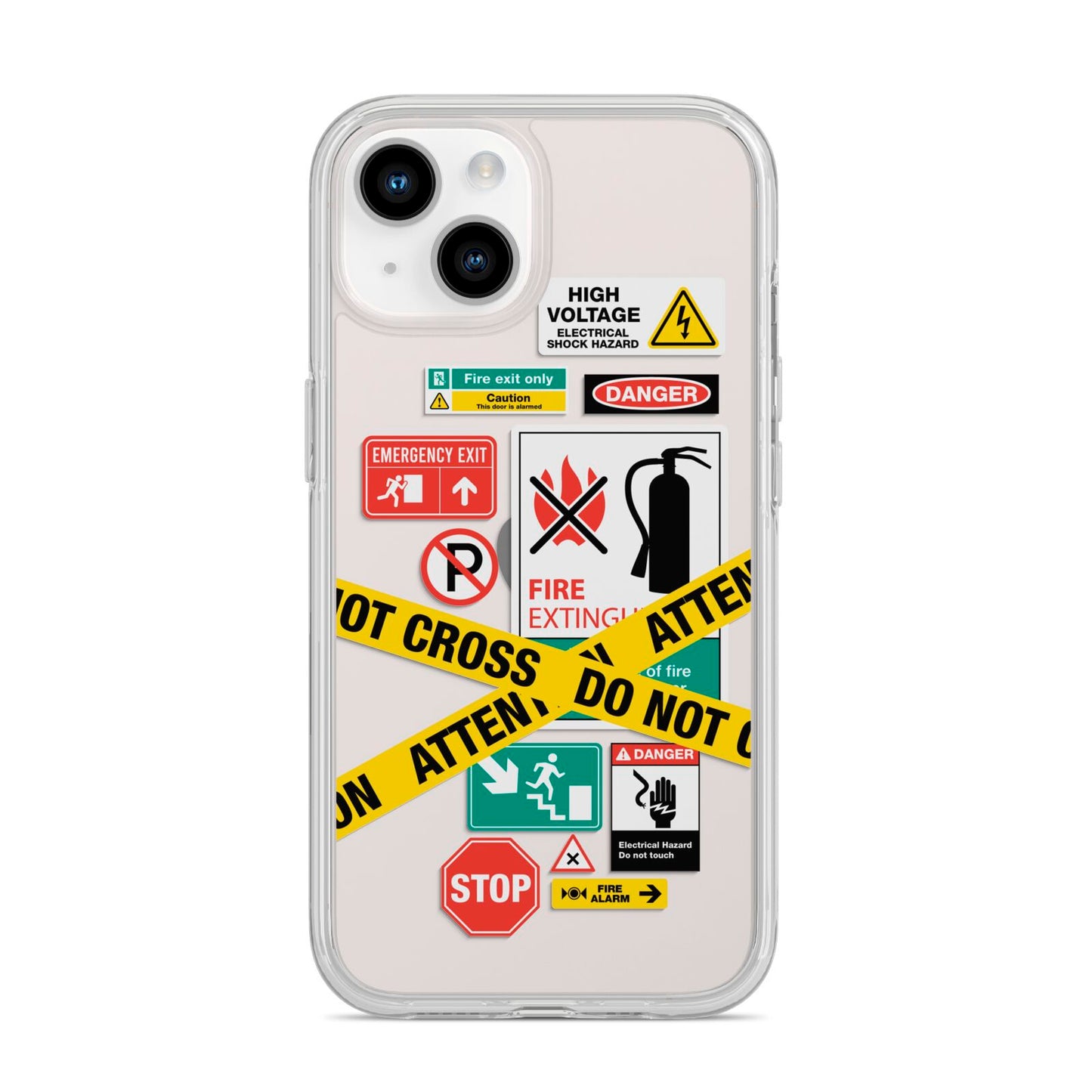 Warning Labels iPhone 14 Clear Tough Case Starlight