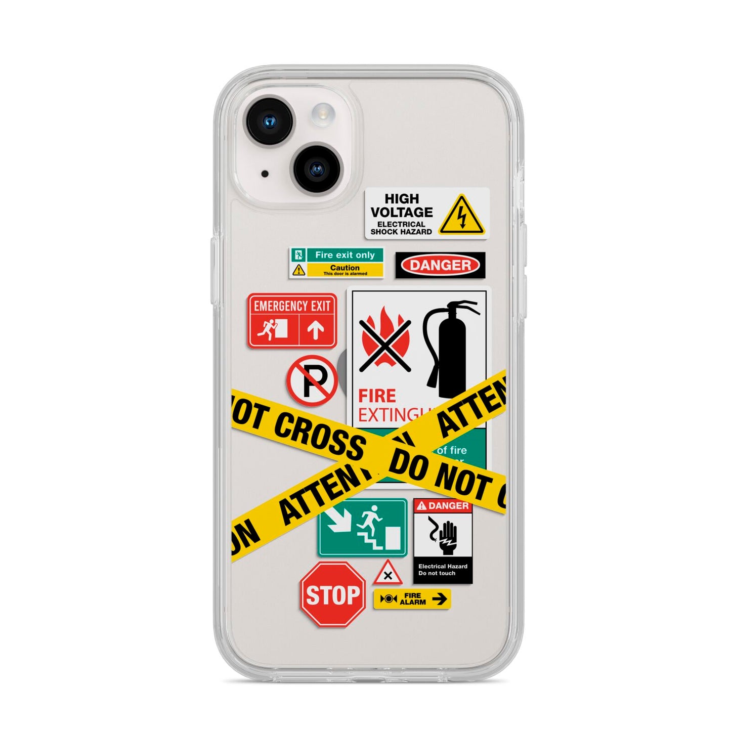 Warning Labels iPhone 14 Plus Clear Tough Case Starlight