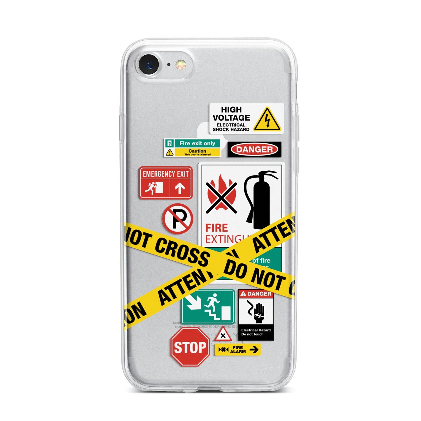 Warning Labels iPhone 7 Bumper Case on Silver iPhone