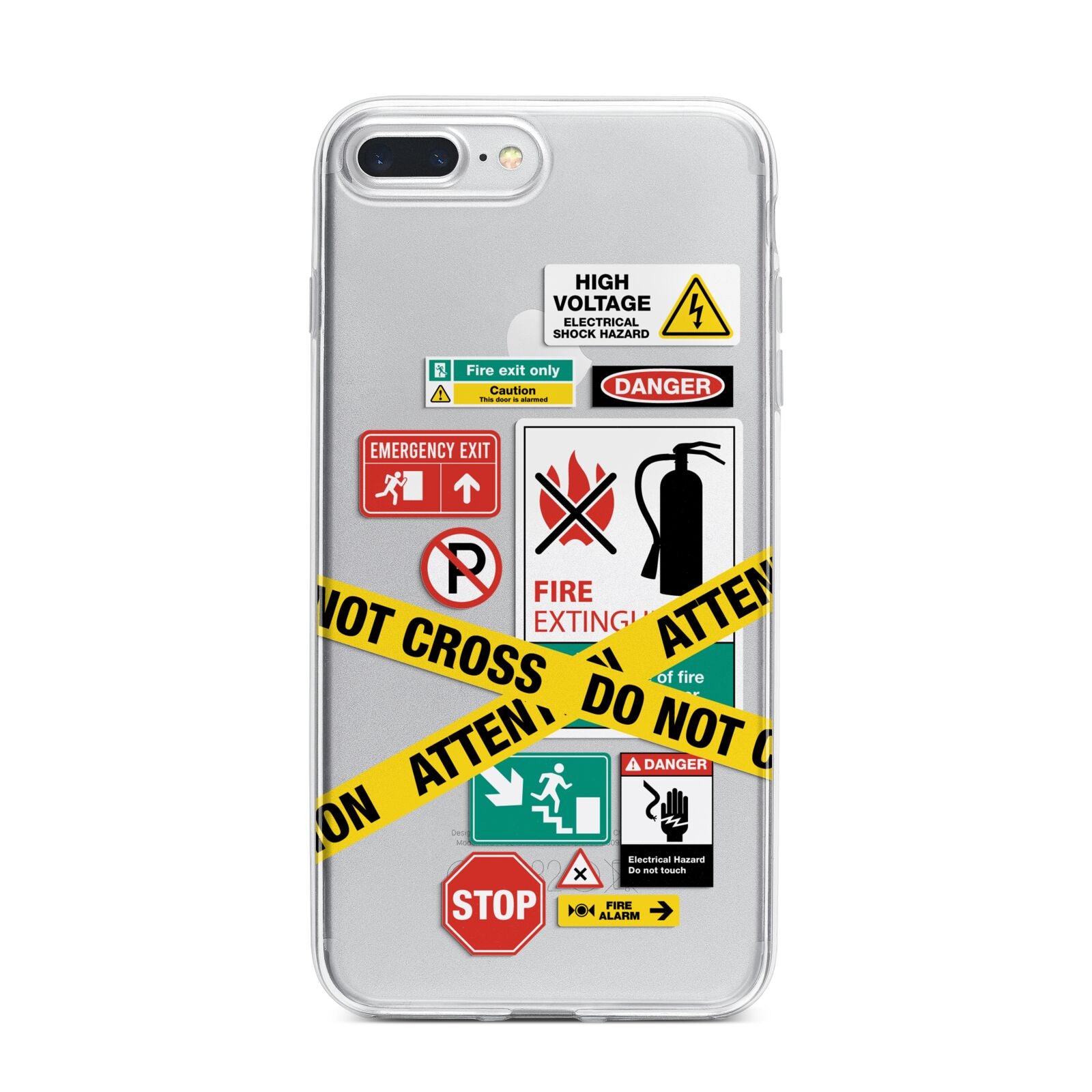 Warning Labels iPhone 7 Plus Bumper Case on Silver iPhone