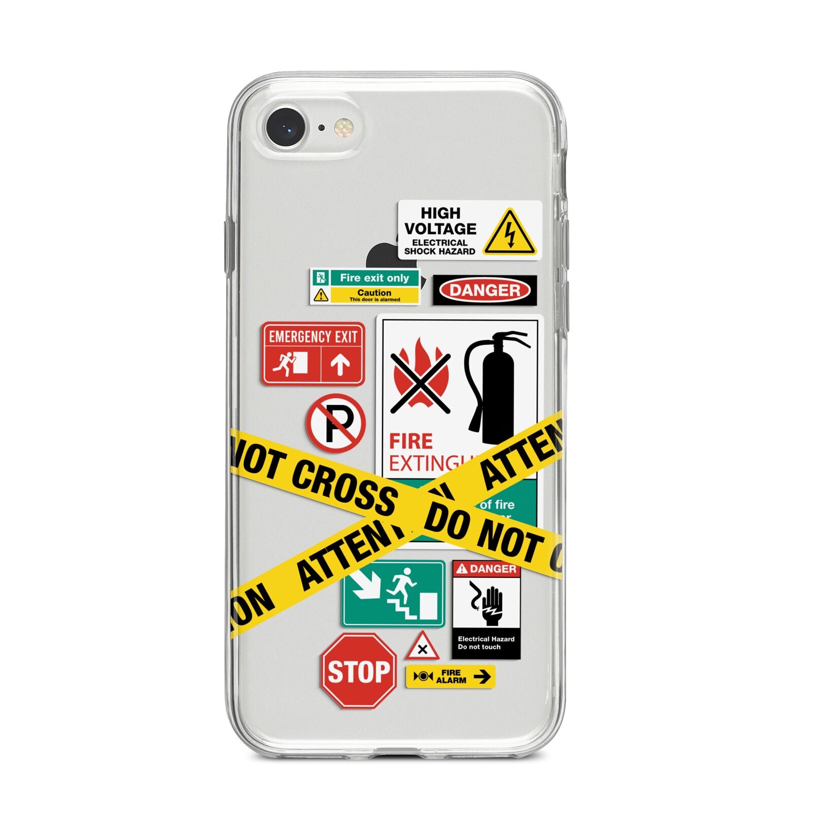 Warning Labels iPhone 8 Bumper Case on Silver iPhone