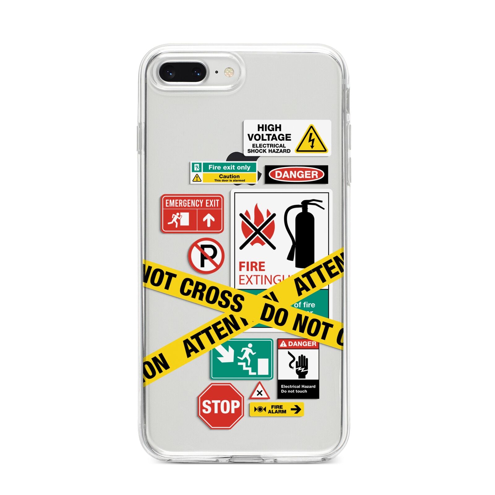 Warning Labels iPhone 8 Plus Bumper Case on Silver iPhone