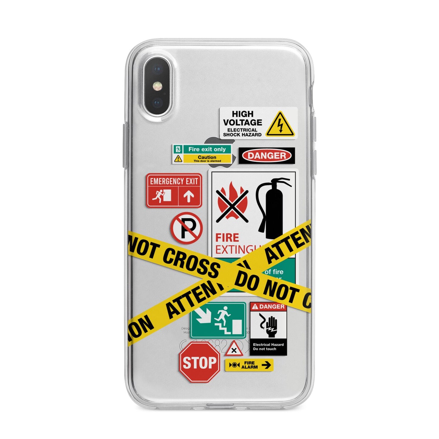 Warning Labels iPhone X Bumper Case on Silver iPhone Alternative Image 1