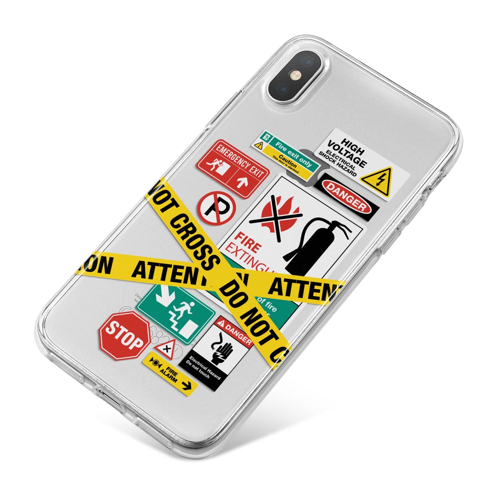 Warning Labels iPhone X Bumper Case on Silver iPhone