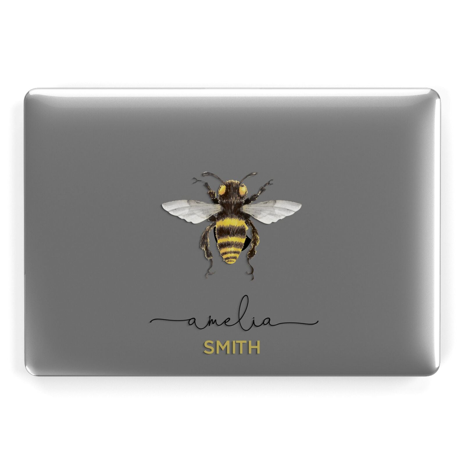 Watercolour Bee Personalised Name Apple MacBook Case