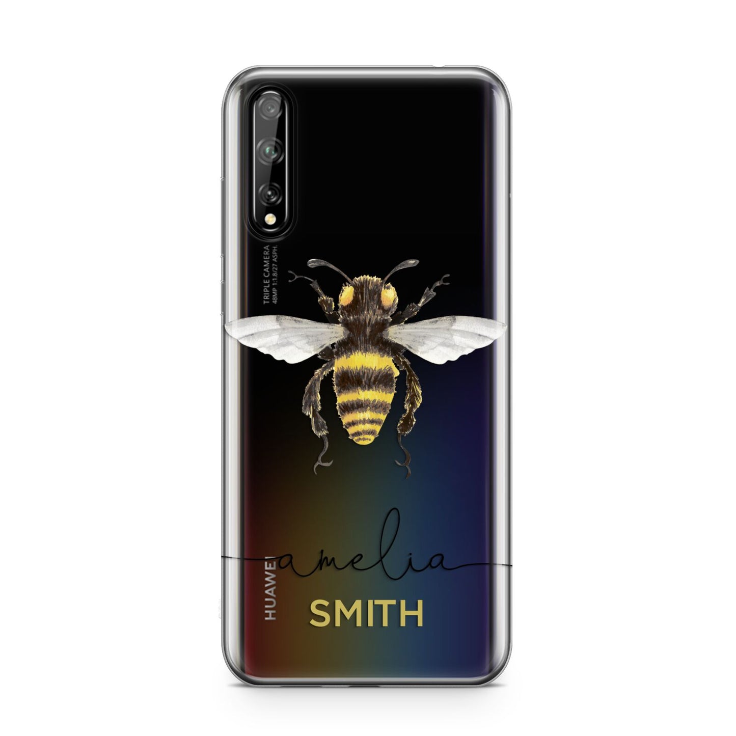 Watercolour Bee Personalised Name Huawei Enjoy 10s Phone Case