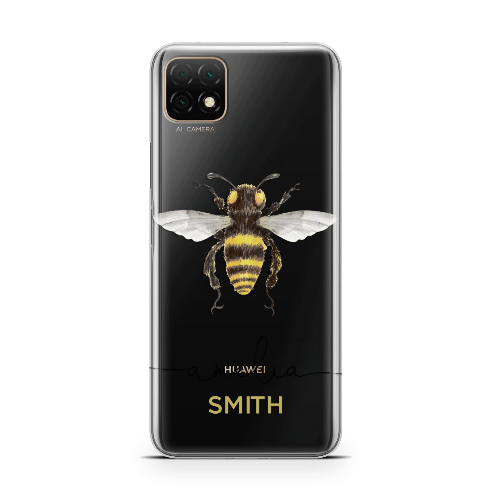 Watercolour Bee Personalised Name Huawei Enjoy 20 Phone Case