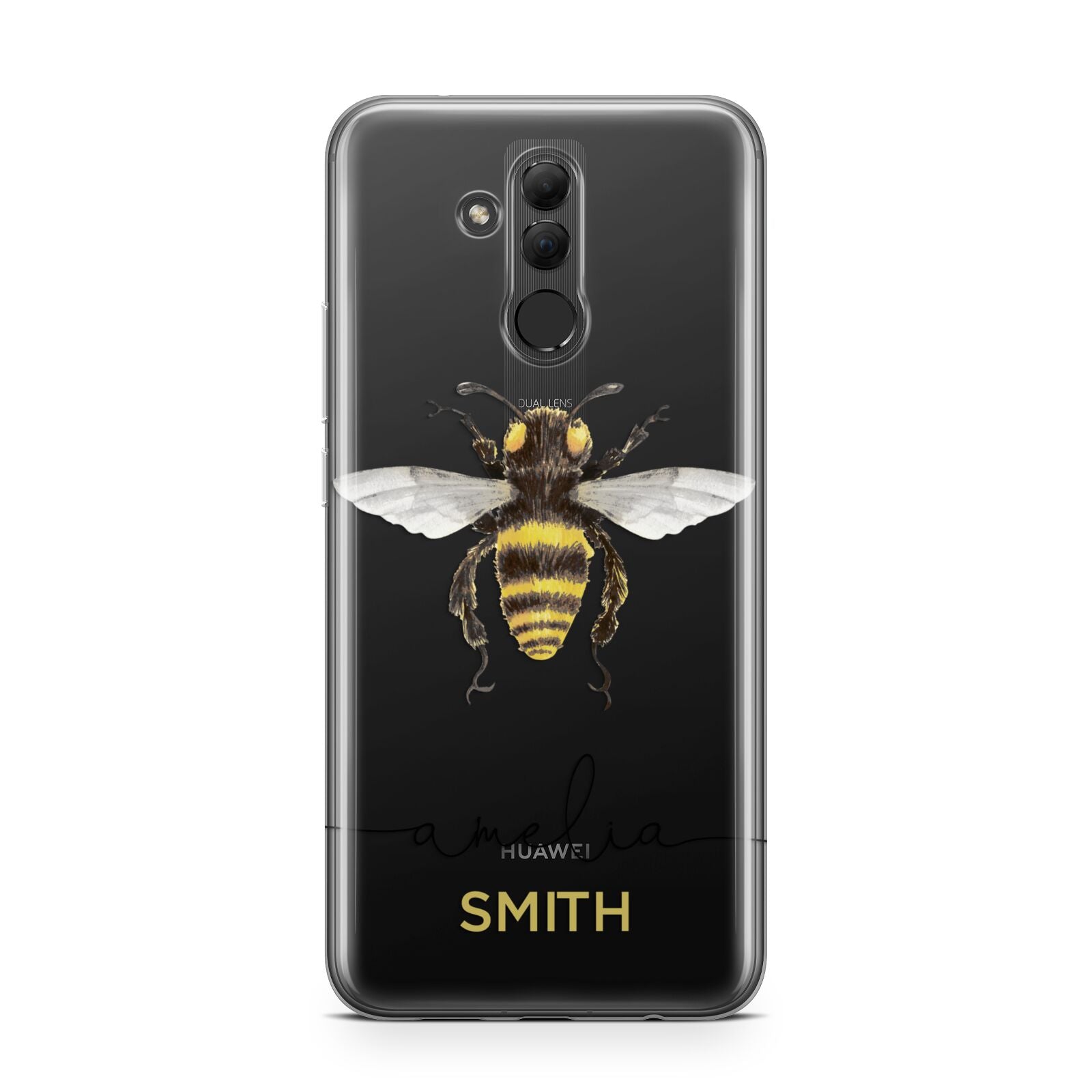 Watercolour Bee Personalised Name Huawei Mate 20 Lite