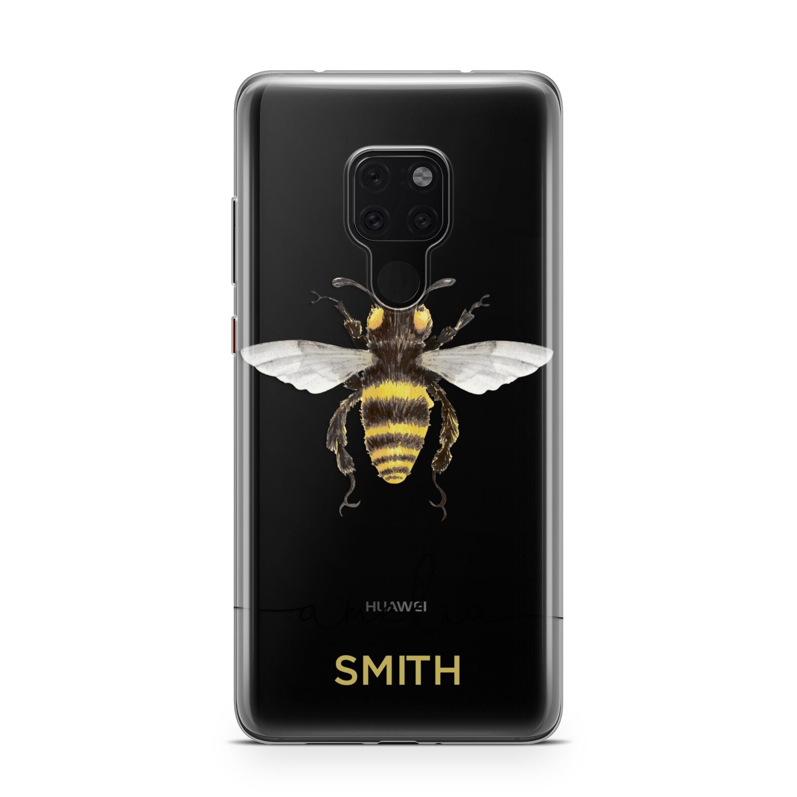 Watercolour Bee Personalised Name Huawei Mate 20 Phone Case