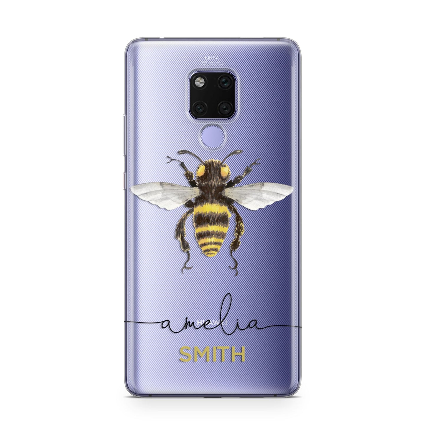 Watercolour Bee Personalised Name Huawei Mate 20X Phone Case