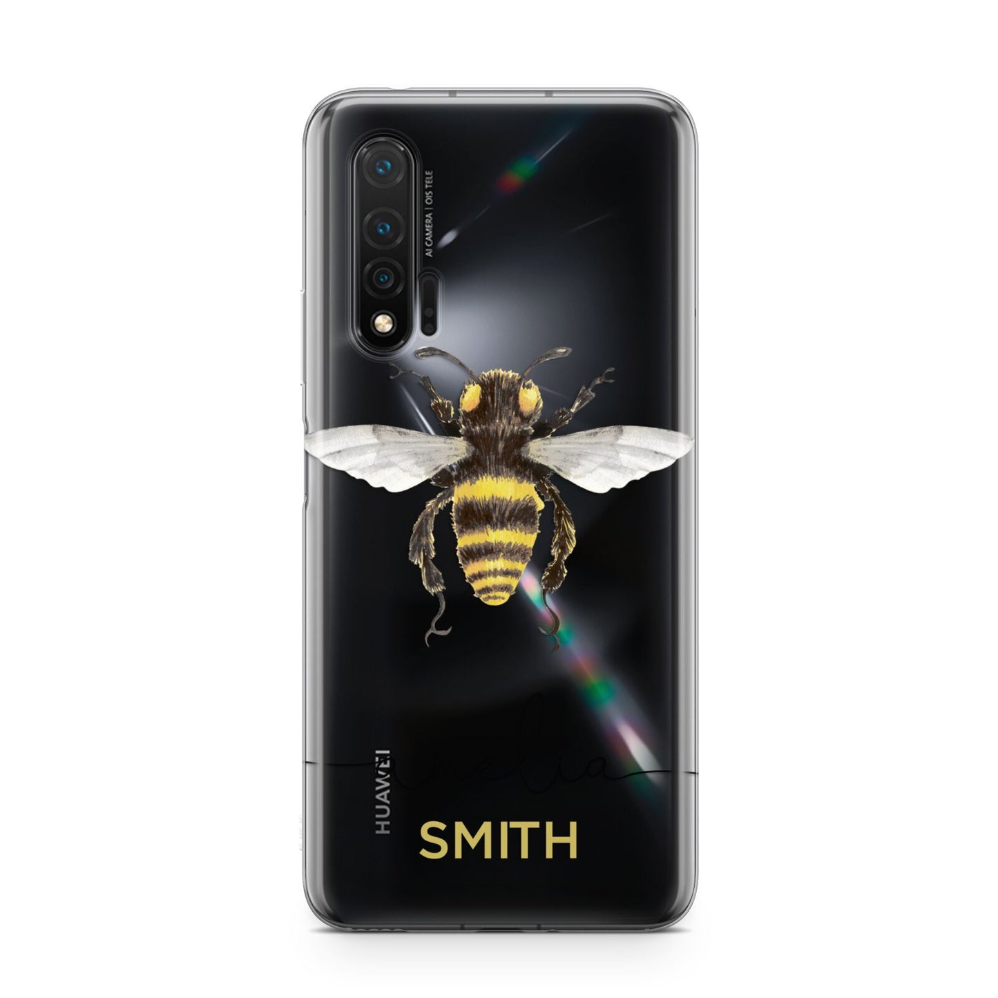 Watercolour Bee Personalised Name Huawei Nova 6 Phone Case