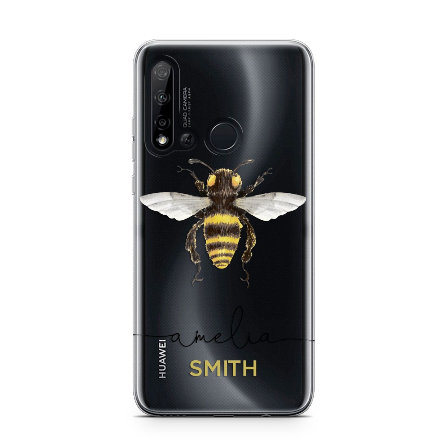 Watercolour Bee Personalised Name Huawei P20 Lite 5G Phone Case