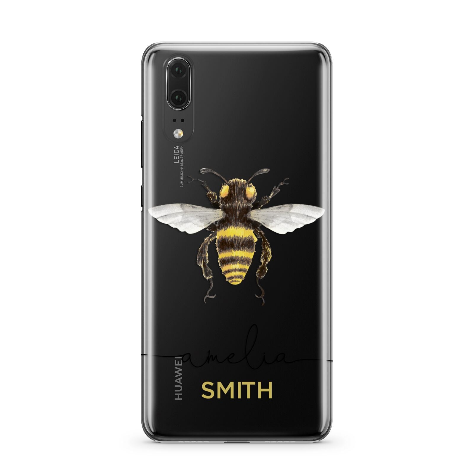 Watercolour Bee Personalised Name Huawei P20 Phone Case