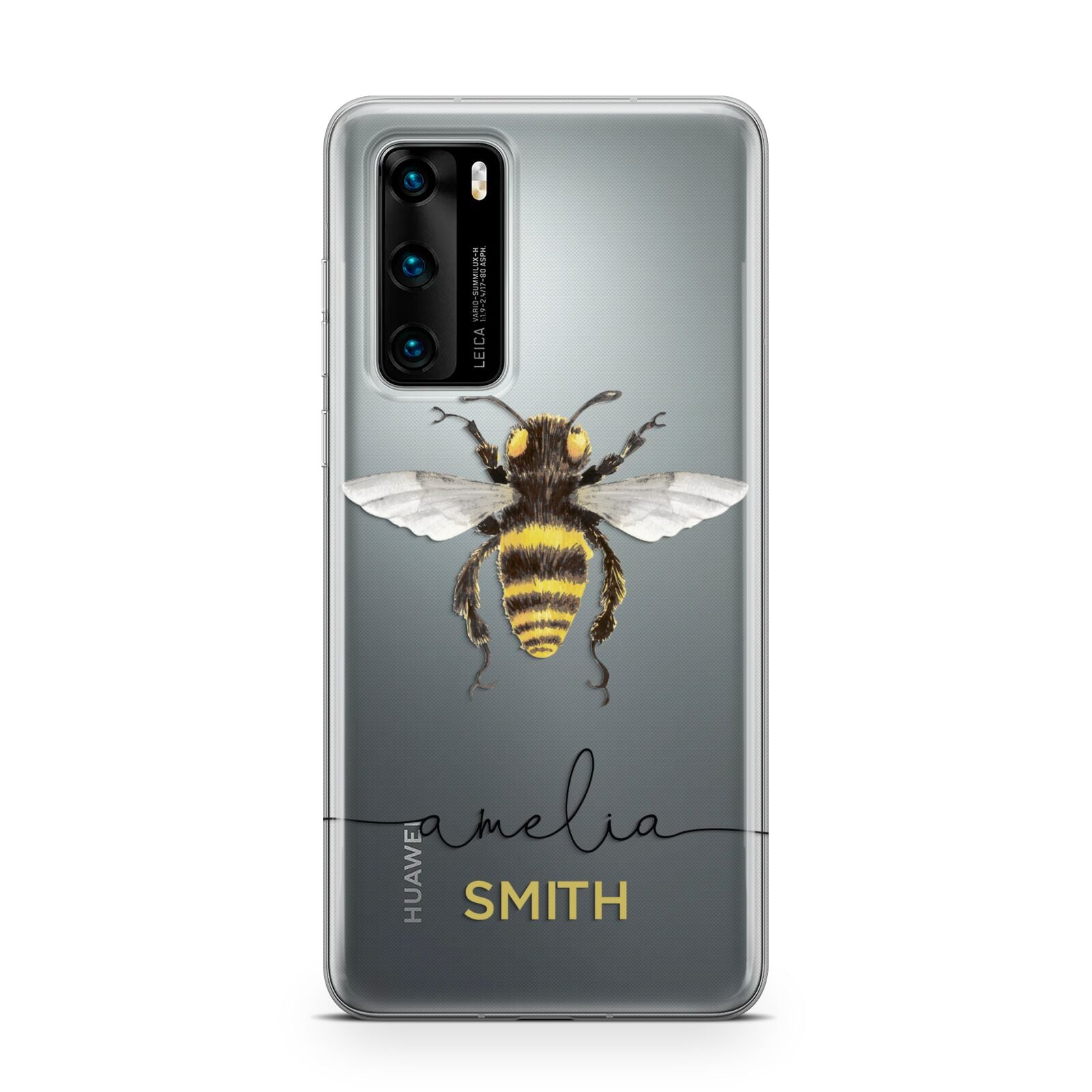 Watercolour Bee Personalised Name Huawei P40 Phone Case