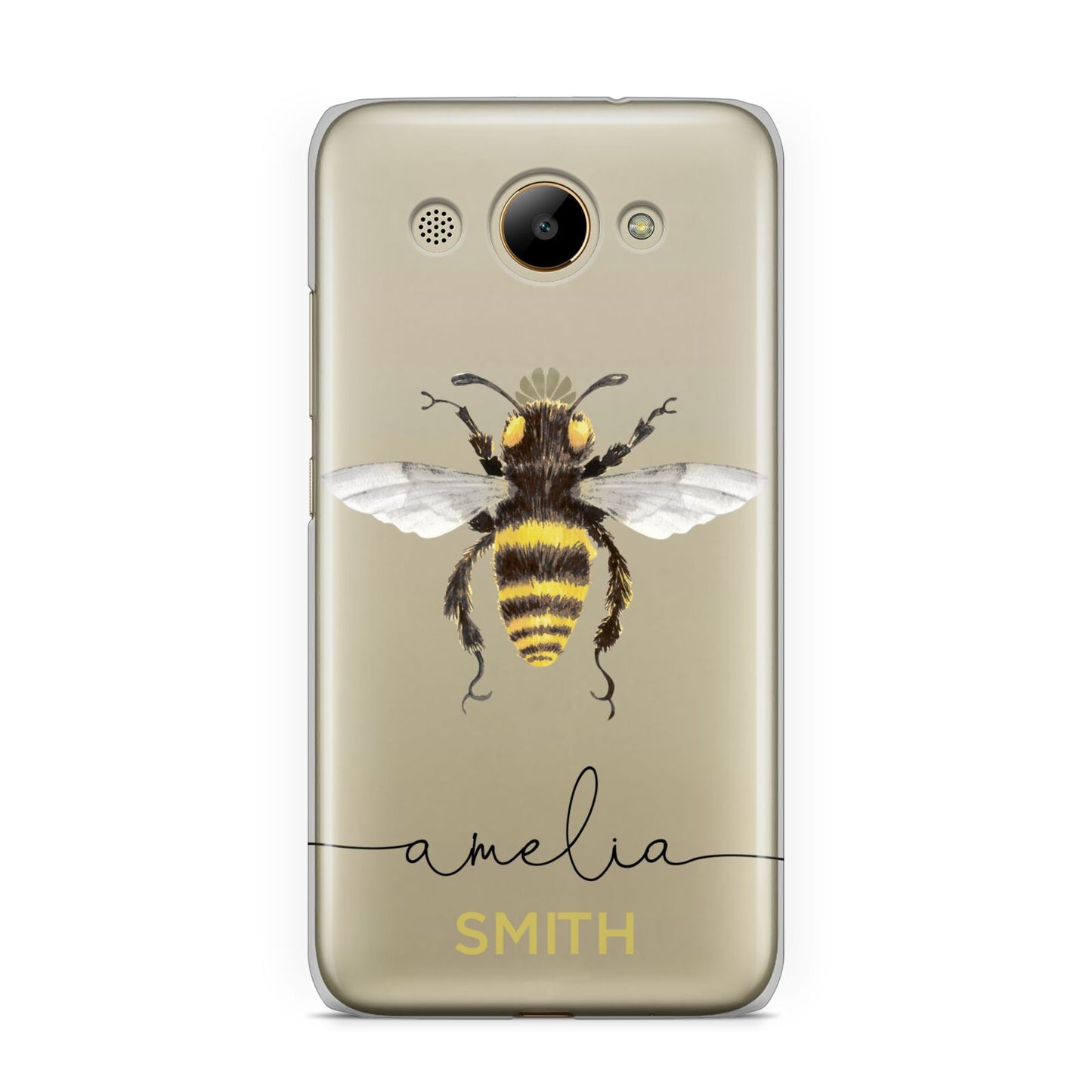 Watercolour Bee Personalised Name Huawei Y3 2017