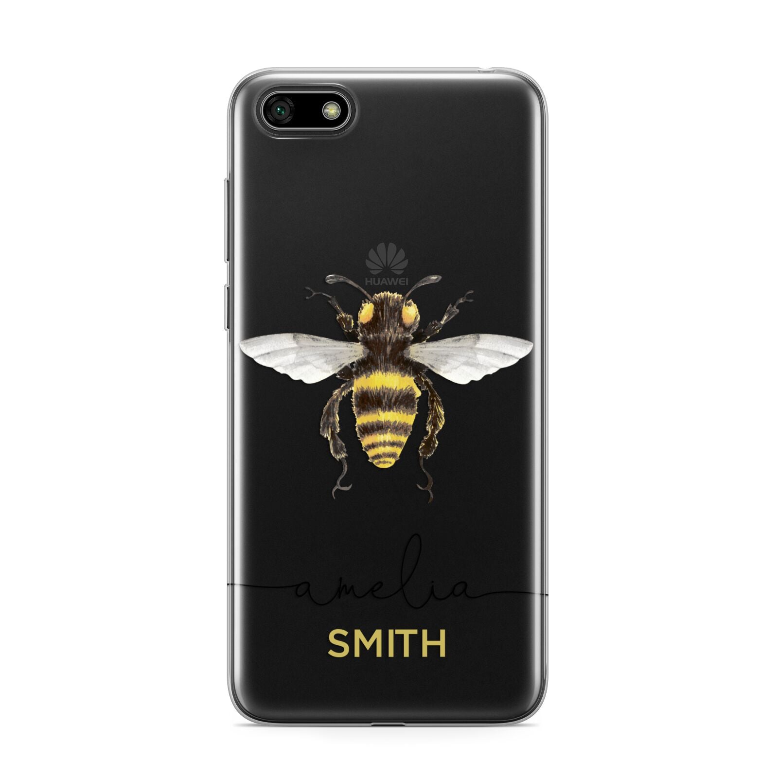 Watercolour Bee Personalised Name Huawei Y5 Prime 2018 Phone Case