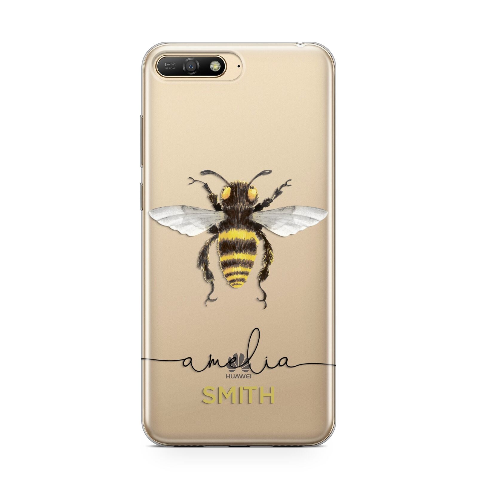 Watercolour Bee Personalised Name Huawei Y6 2018