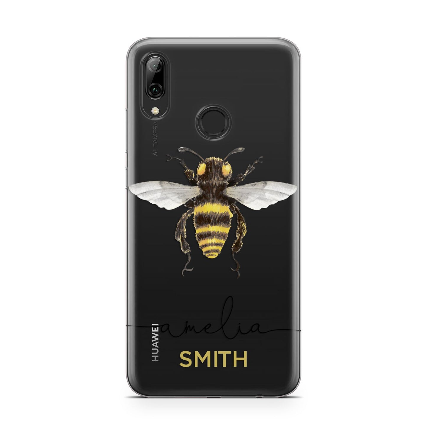 Watercolour Bee Personalised Name Huawei Y7 2019