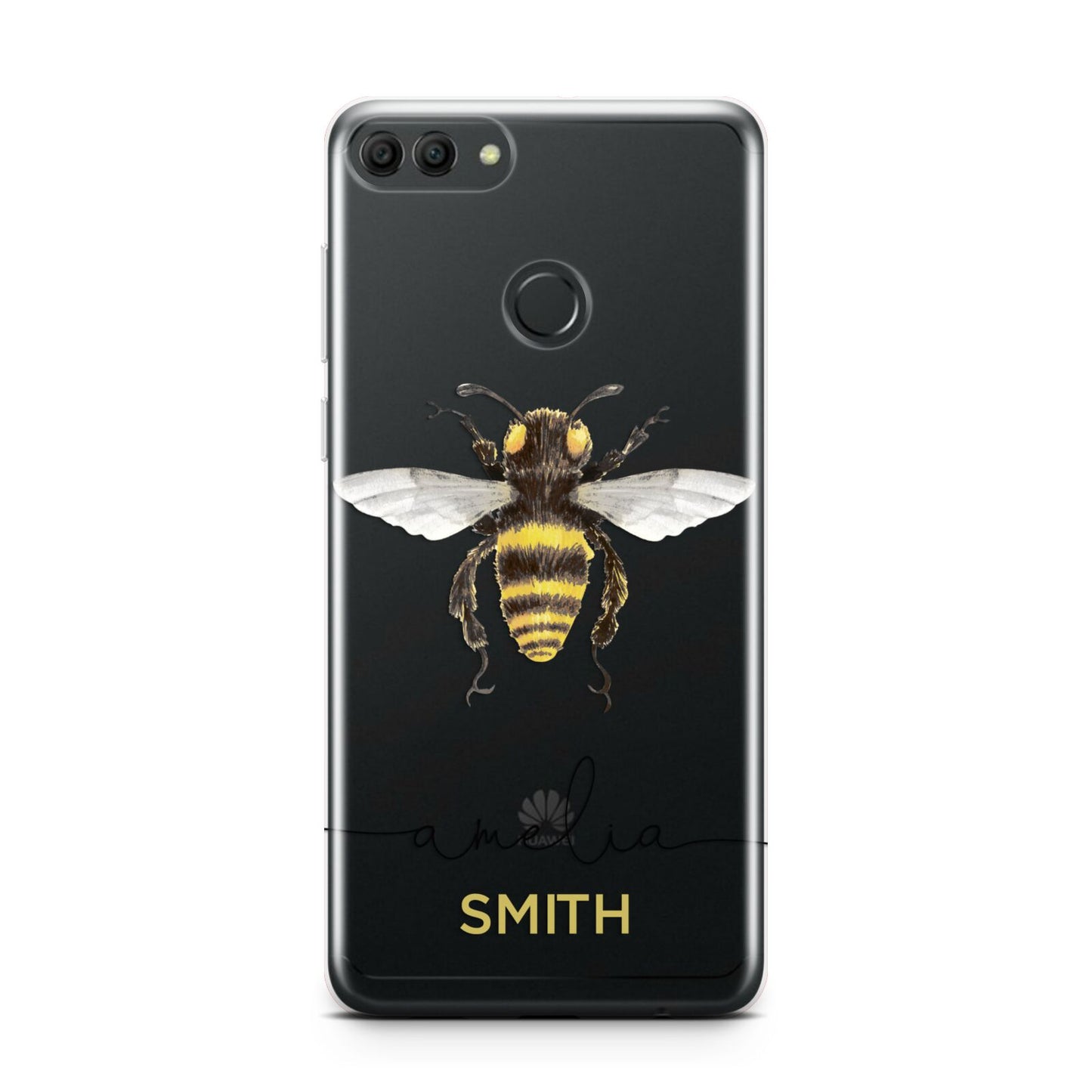 Watercolour Bee Personalised Name Huawei Y9 2018