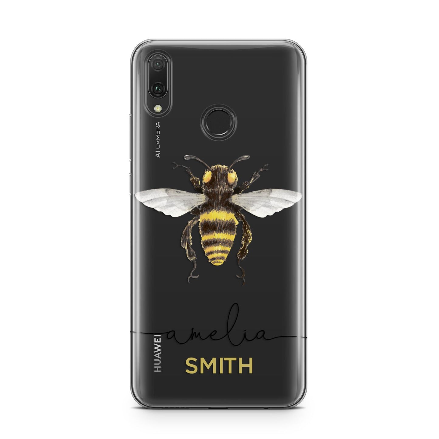 Watercolour Bee Personalised Name Huawei Y9 2019