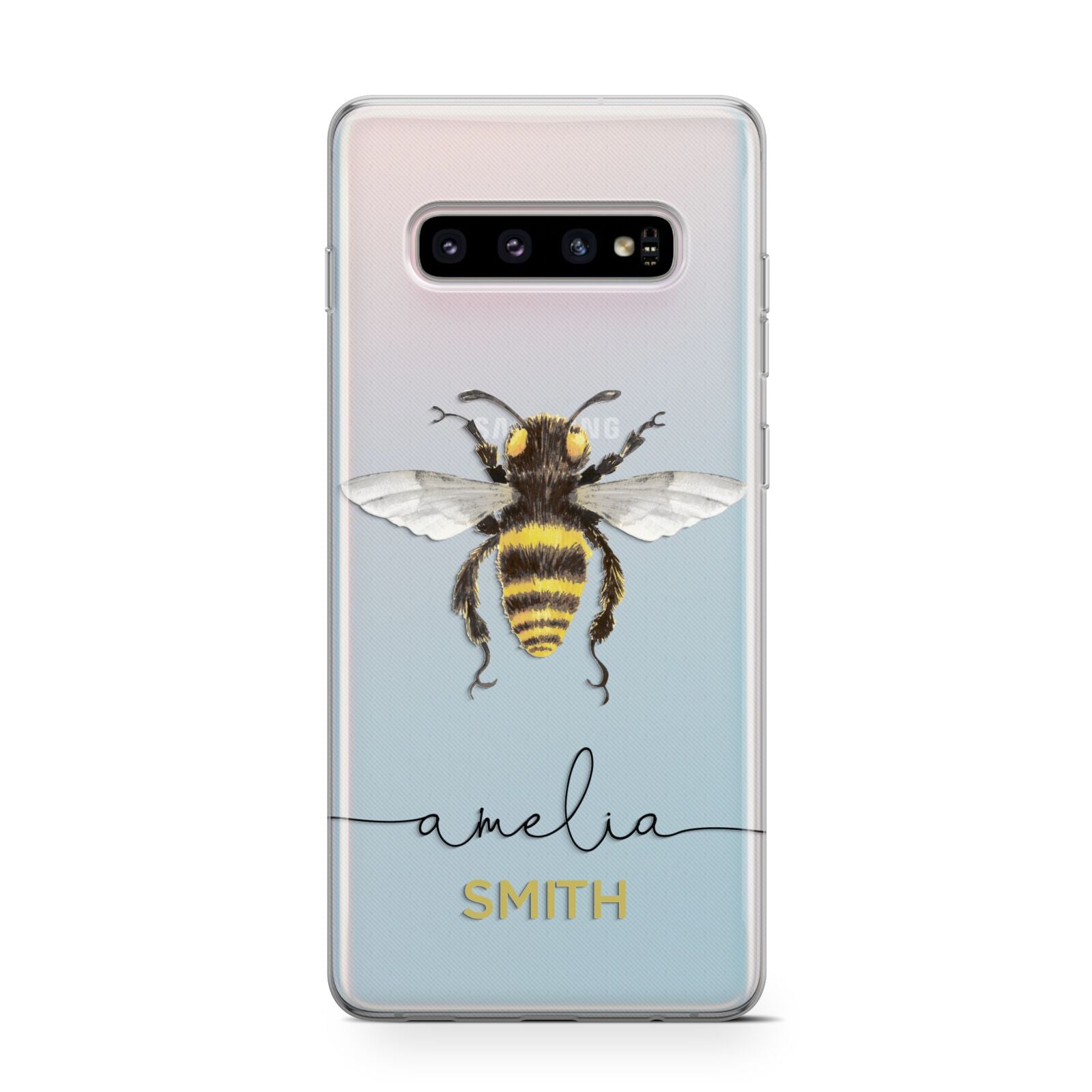 Watercolour Bee Personalised Name Protective Samsung Galaxy Case