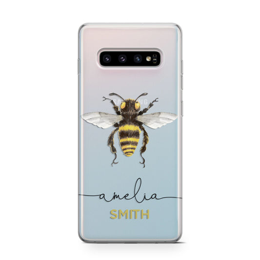 Watercolour Bee Personalised Name Protective Samsung Galaxy Case