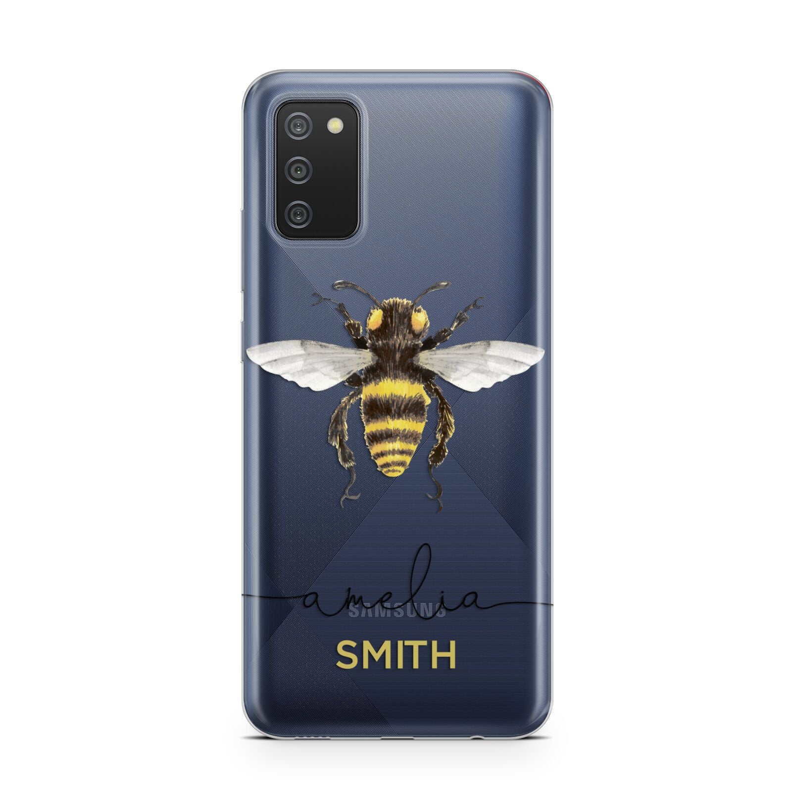 Watercolour Bee Personalised Name Samsung A02s Case