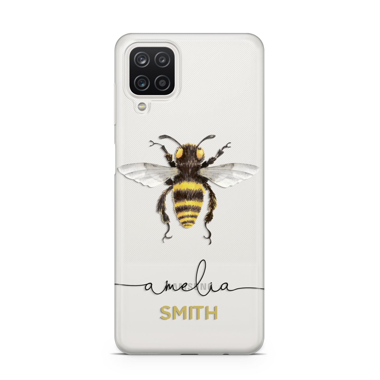 Watercolour Bee Personalised Name Samsung A12 Case