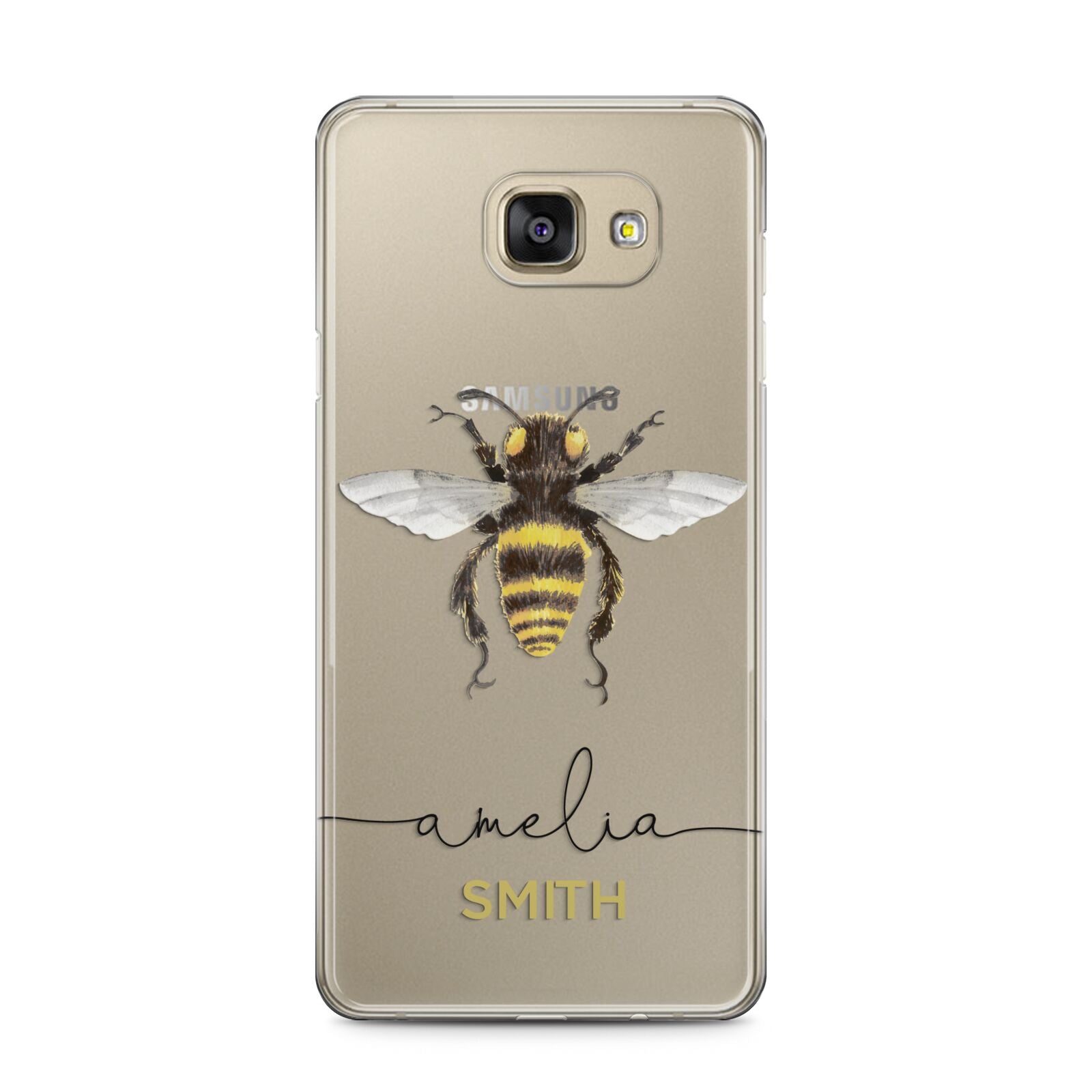 Watercolour Bee Personalised Name Samsung Galaxy A5 2016 Case on gold phone