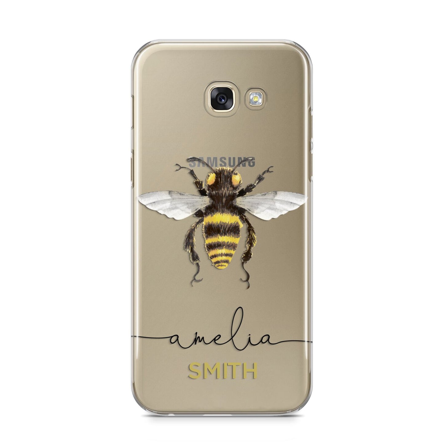 Watercolour Bee Personalised Name Samsung Galaxy A5 2017 Case on gold phone