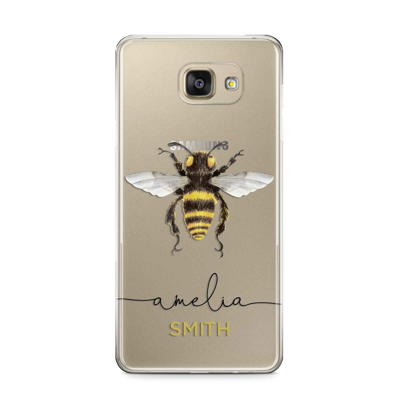 Watercolour Bee Personalised Name Samsung Galaxy A9 2016 Case on gold phone