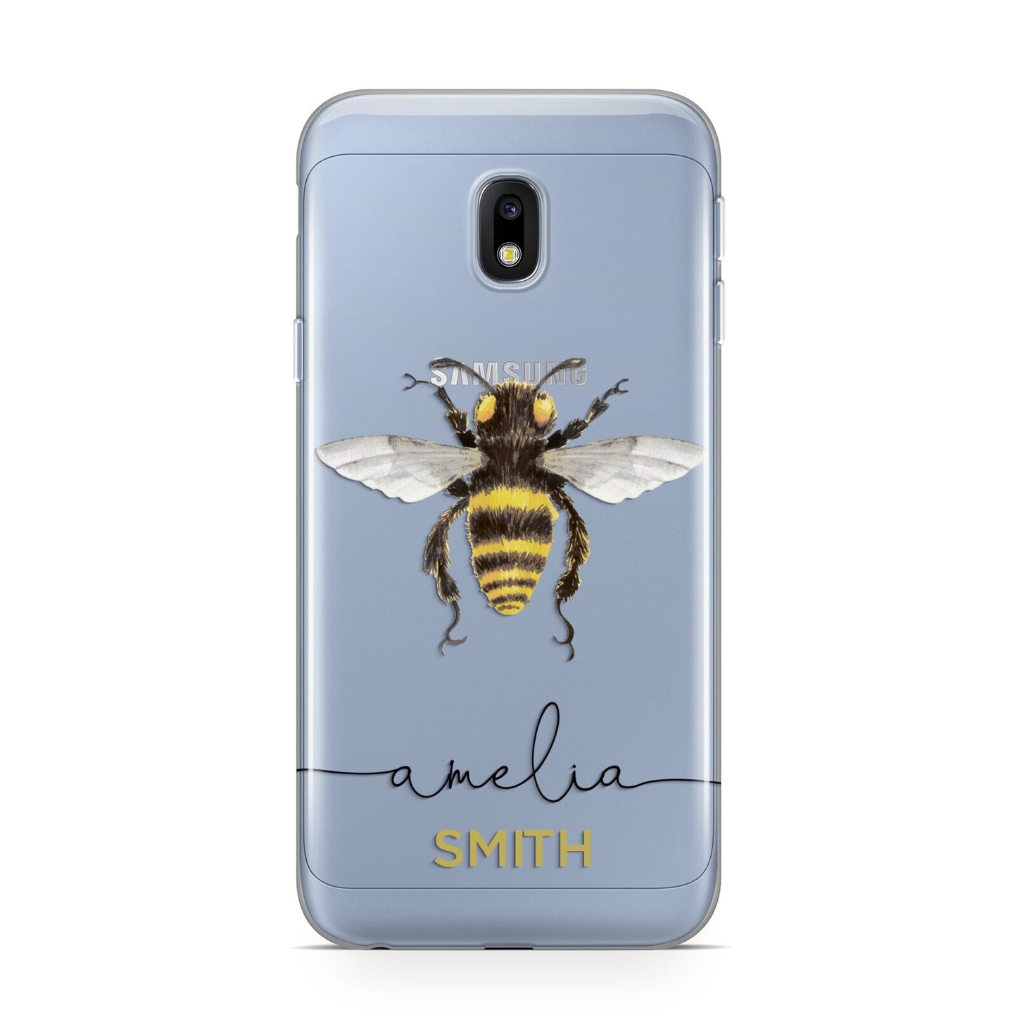 Watercolour Bee Personalised Name Samsung Galaxy J3 2017 Case