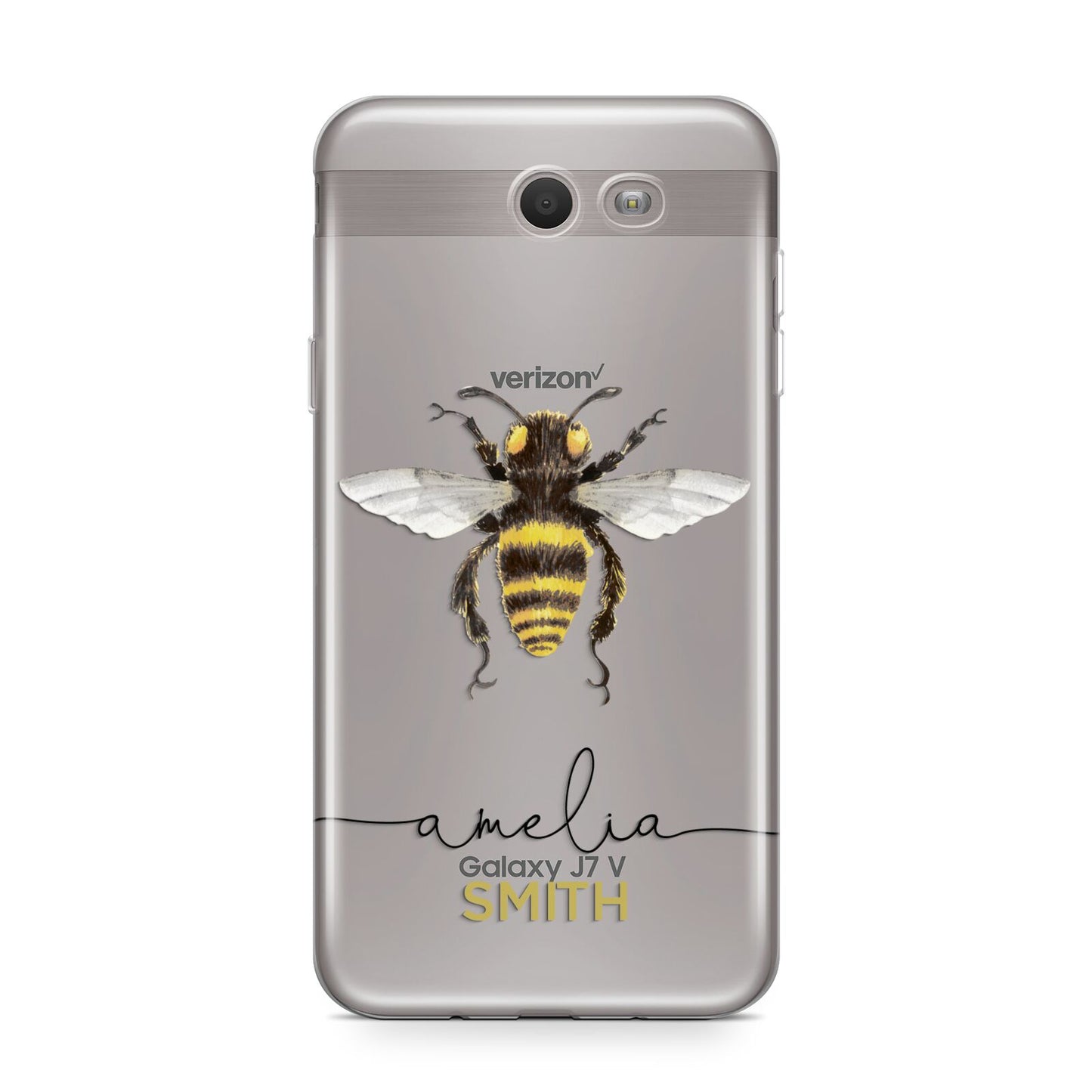 Watercolour Bee Personalised Name Samsung Galaxy J7 2017 Case