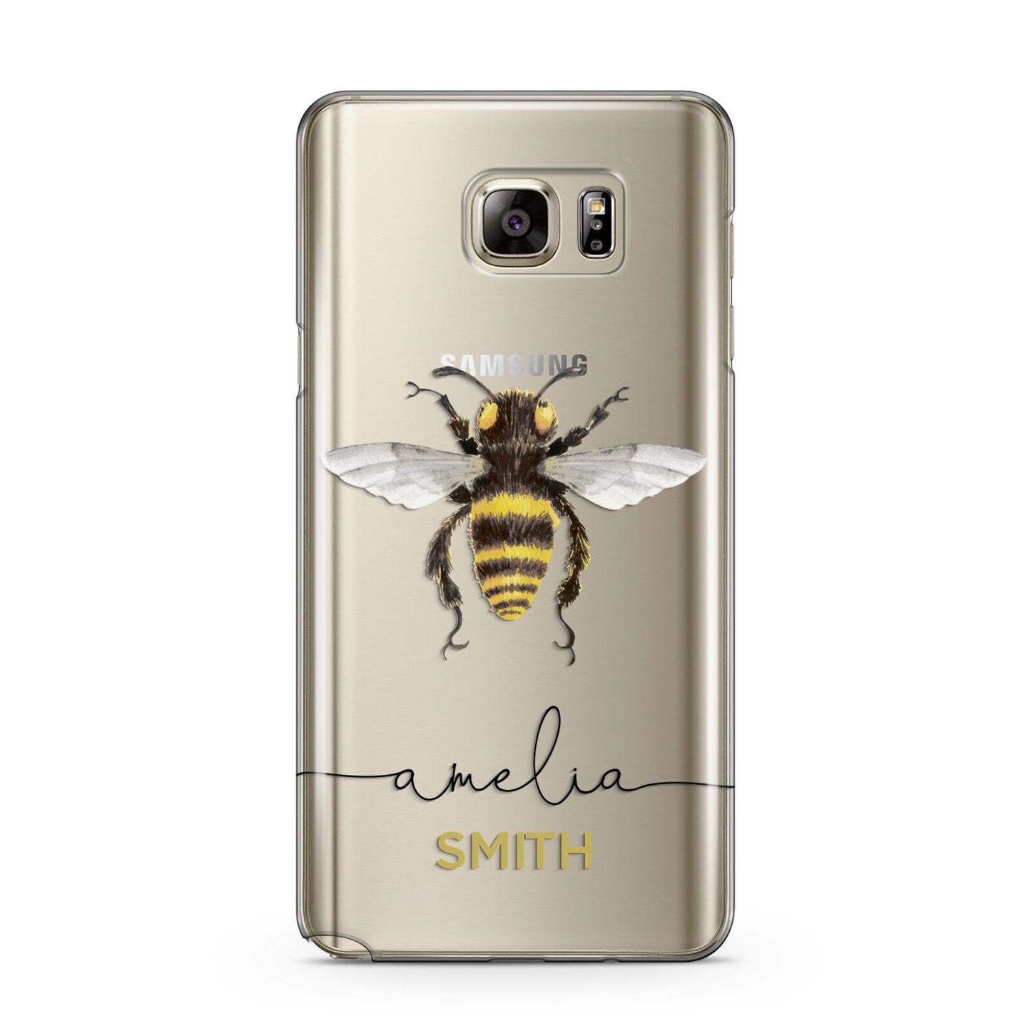 Watercolour Bee Personalised Name Samsung Galaxy Note 5 Case