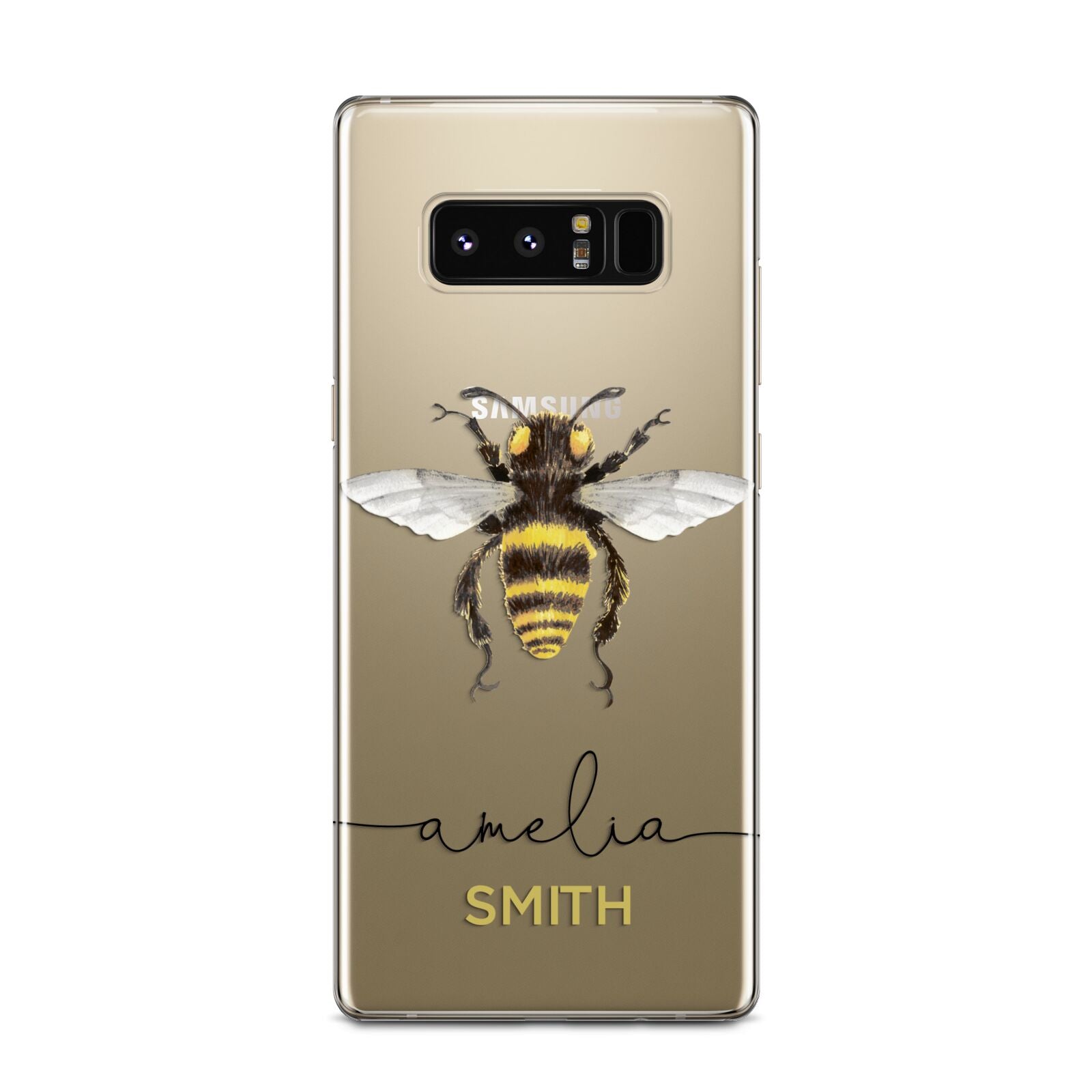 Watercolour Bee Personalised Name Samsung Galaxy Note 8 Case