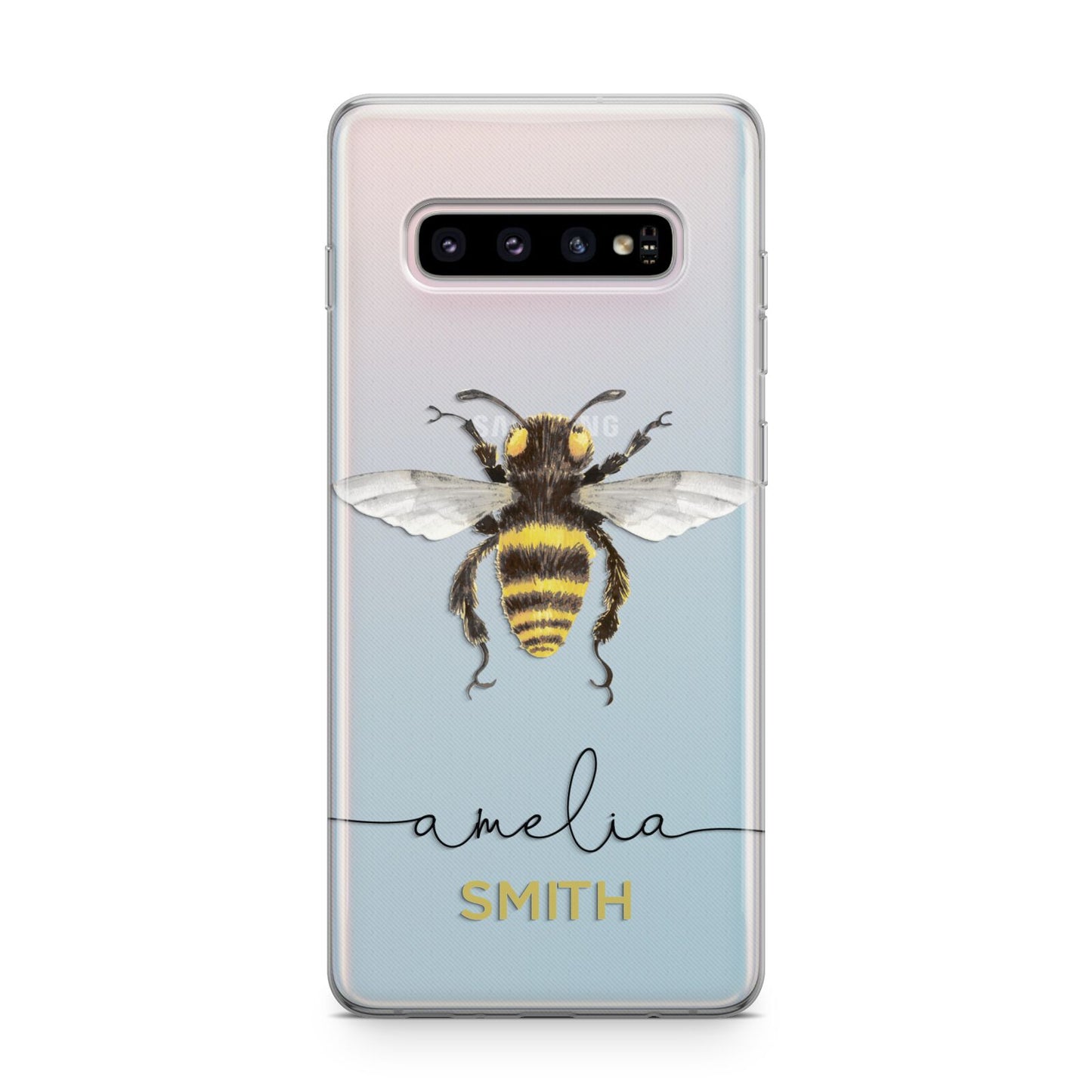 Watercolour Bee Personalised Name Samsung Galaxy S10 Plus Case