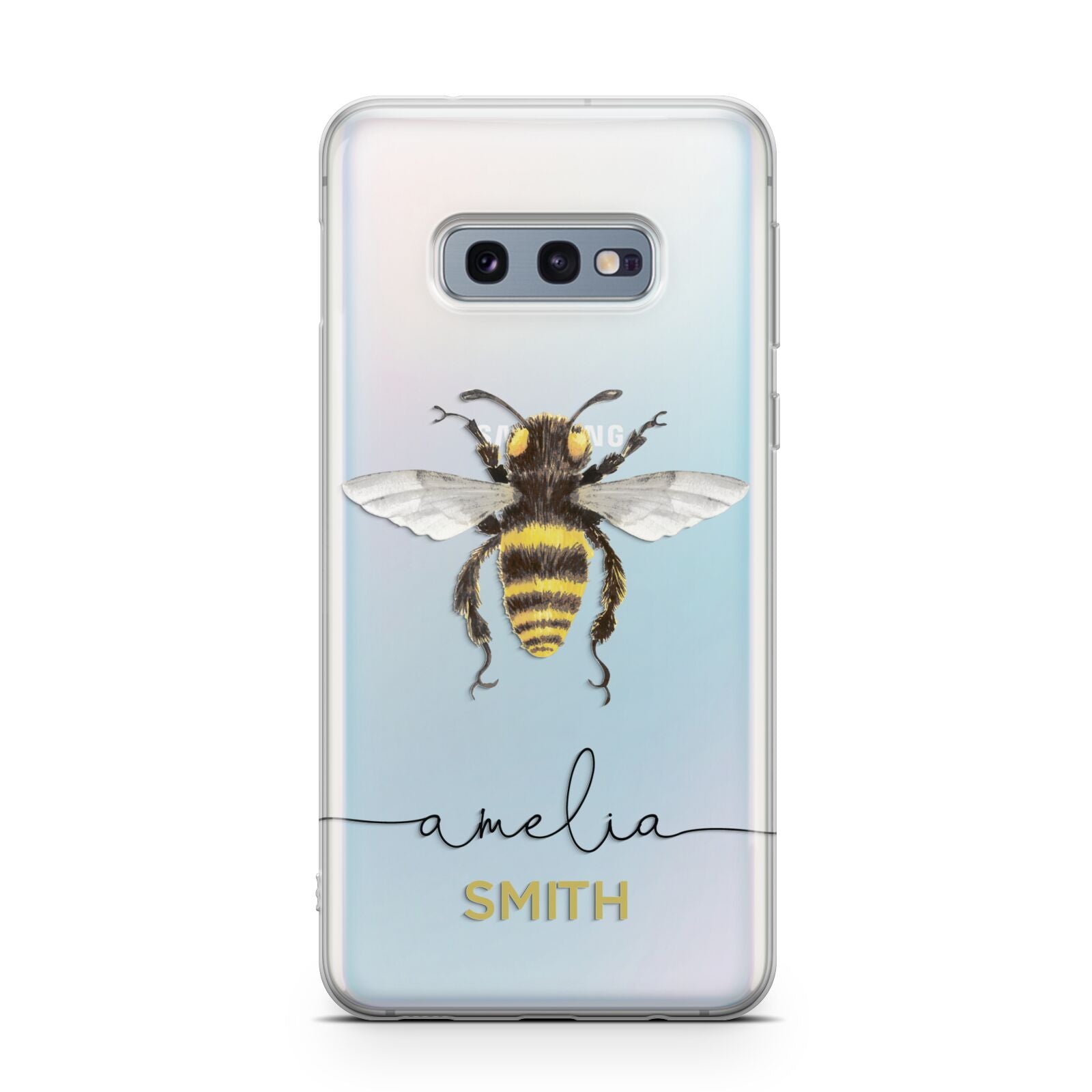 Watercolour Bee Personalised Name Samsung Galaxy S10E Case