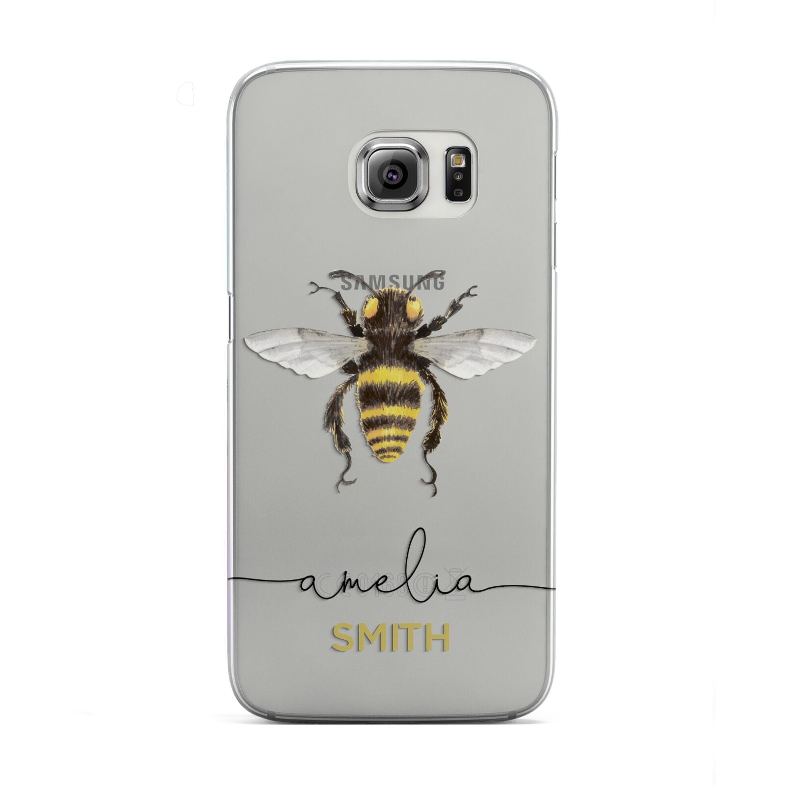 Watercolour Bee Personalised Name Samsung Galaxy S6 Edge Case