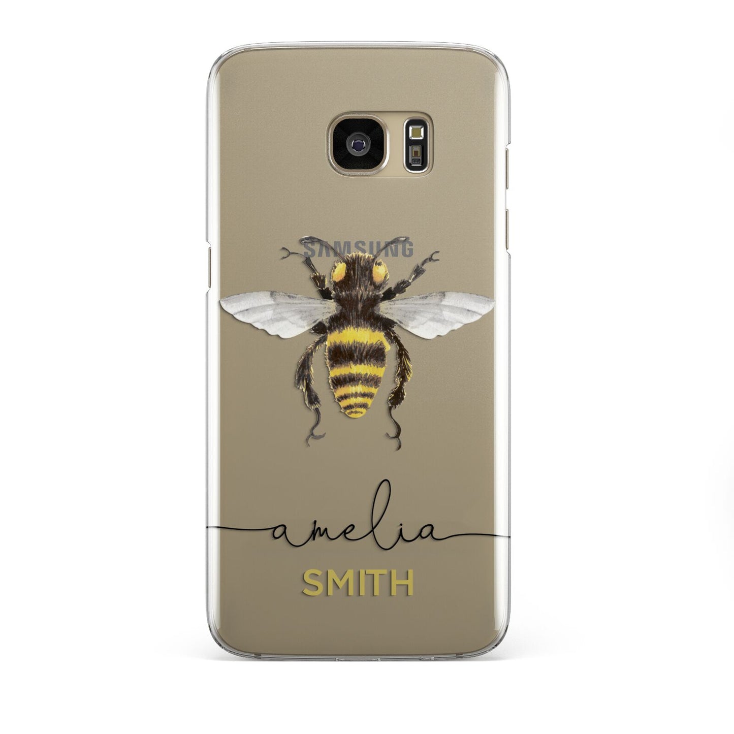 Watercolour Bee Personalised Name Samsung Galaxy S7 Edge Case