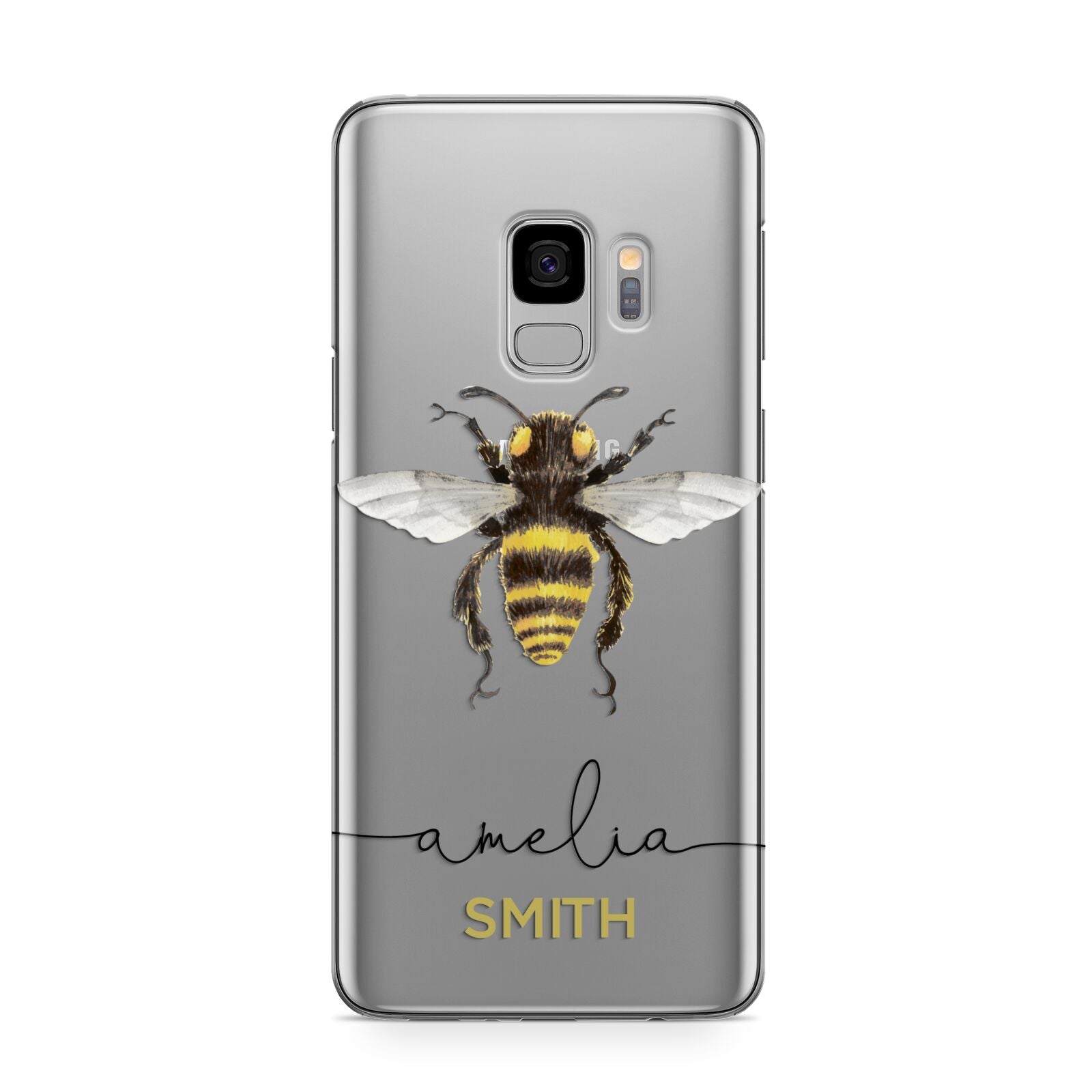 Watercolour Bee Personalised Name Samsung Galaxy S9 Case