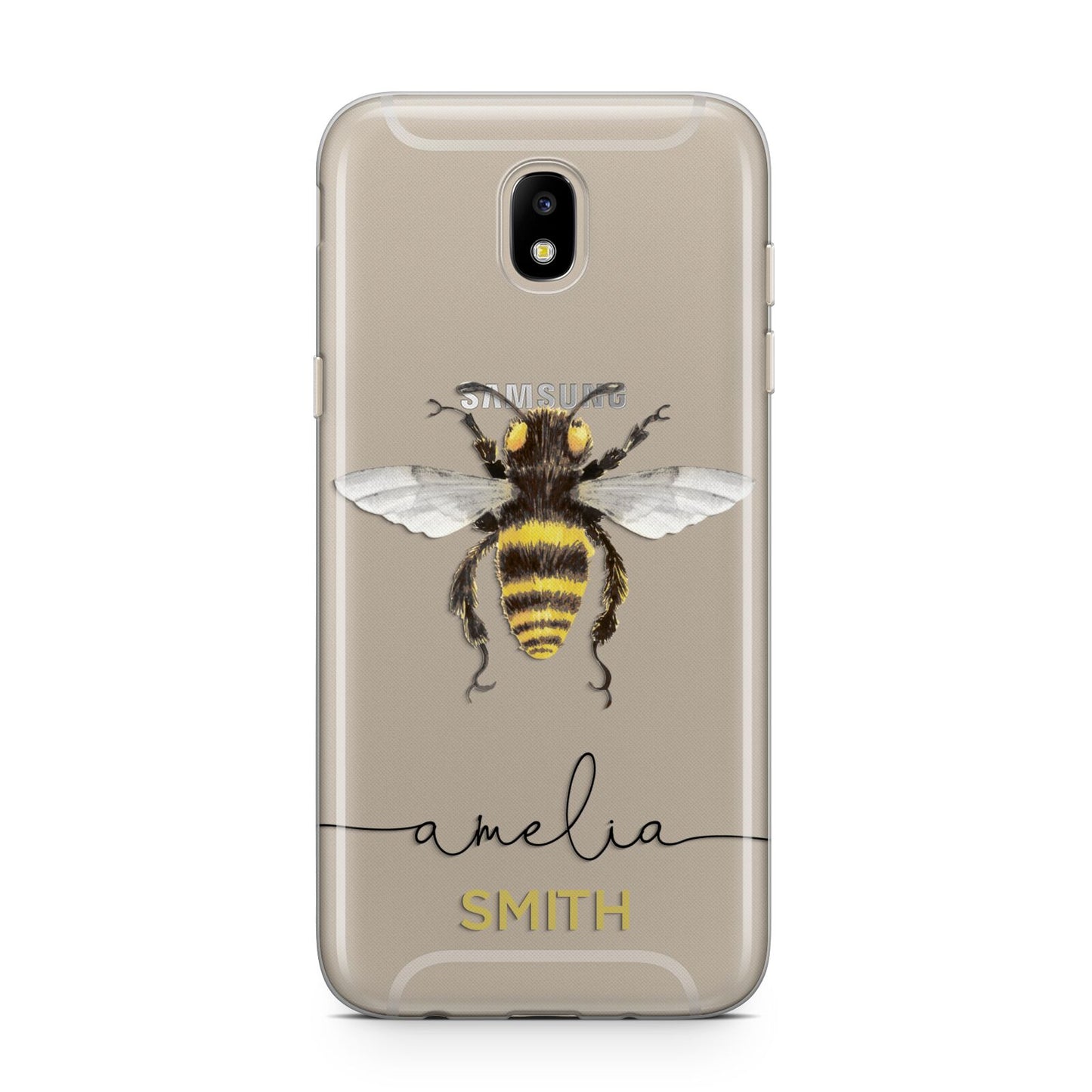 Watercolour Bee Personalised Name Samsung J5 2017 Case